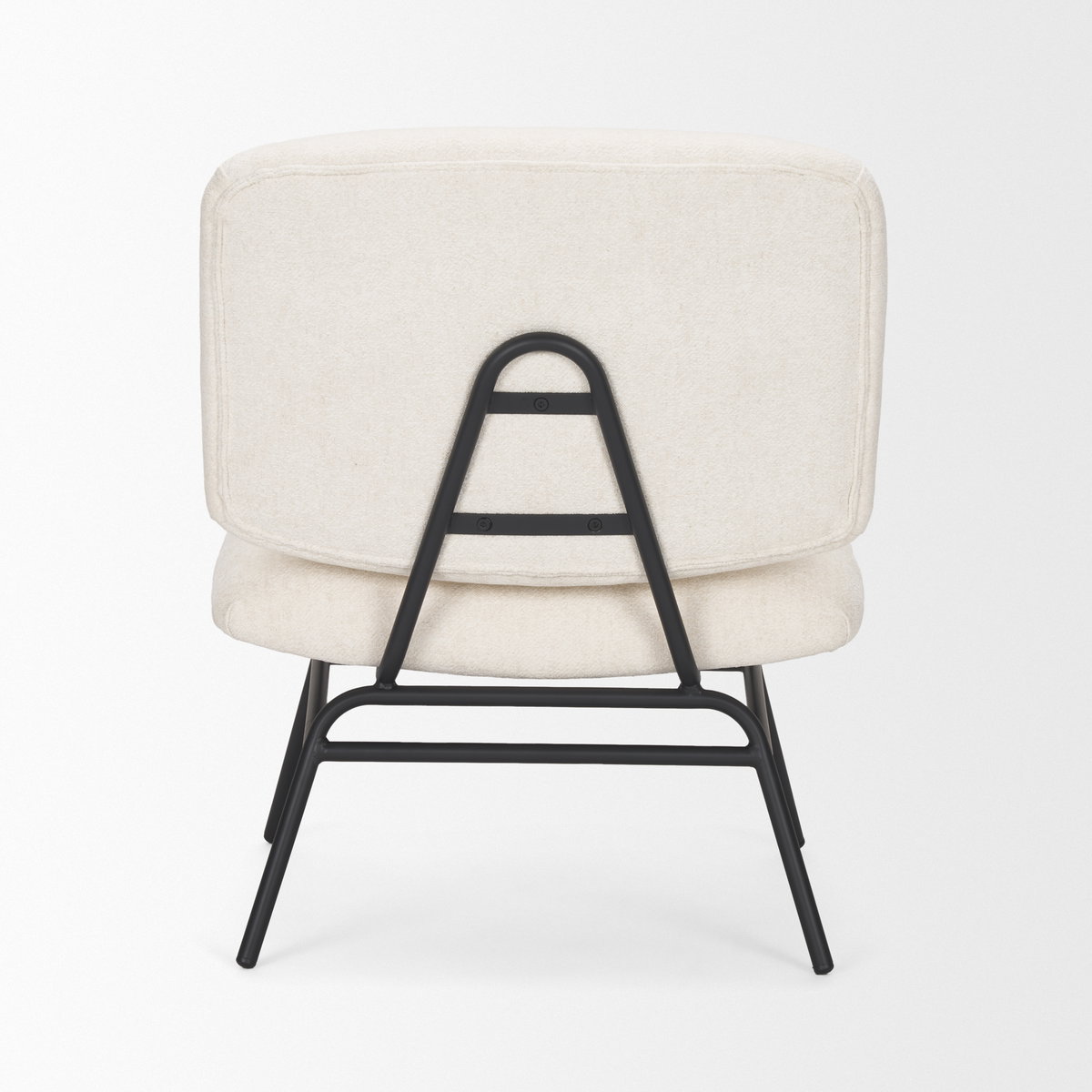 Nora Cream Fabric with Matte Black Metal Legs Accent Chair, by Mercana, 30.79" length x 25.39" width x 31.89" height View 7