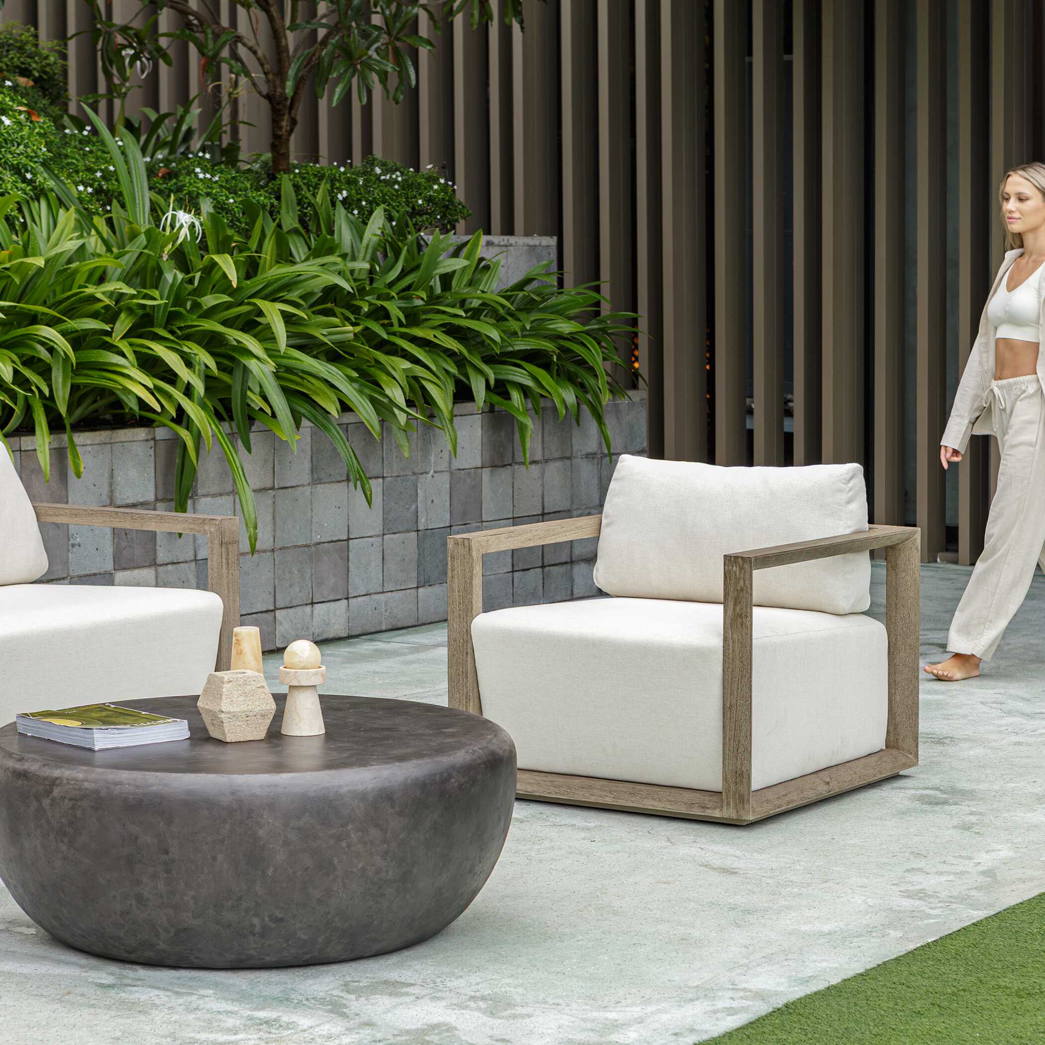 Remsen Outdoor Gray Lounge Chair, Furniture by Uttermost, 33.5" width x 32" height x 35" depth View 4