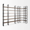 Turner II 37L x 10.5W x 90H Curved Dark Brown Wood And Black Iron Six Shelving Unit, Shelving & Bookcase by Mercana, 36.5" length x 36.5" width x 90" height thumbnail 6