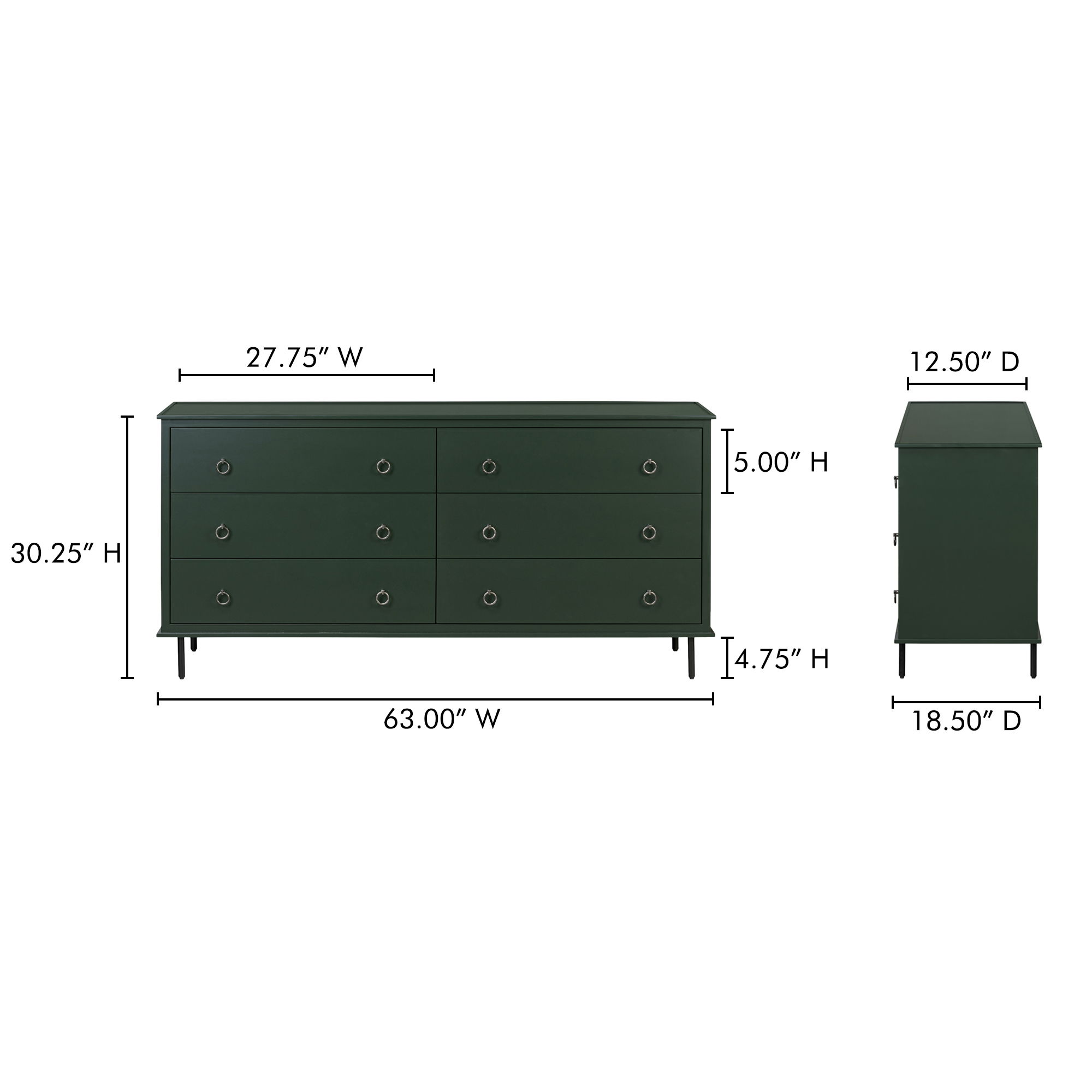 Reagan 6 Drawer Dresser Deep Green large image 