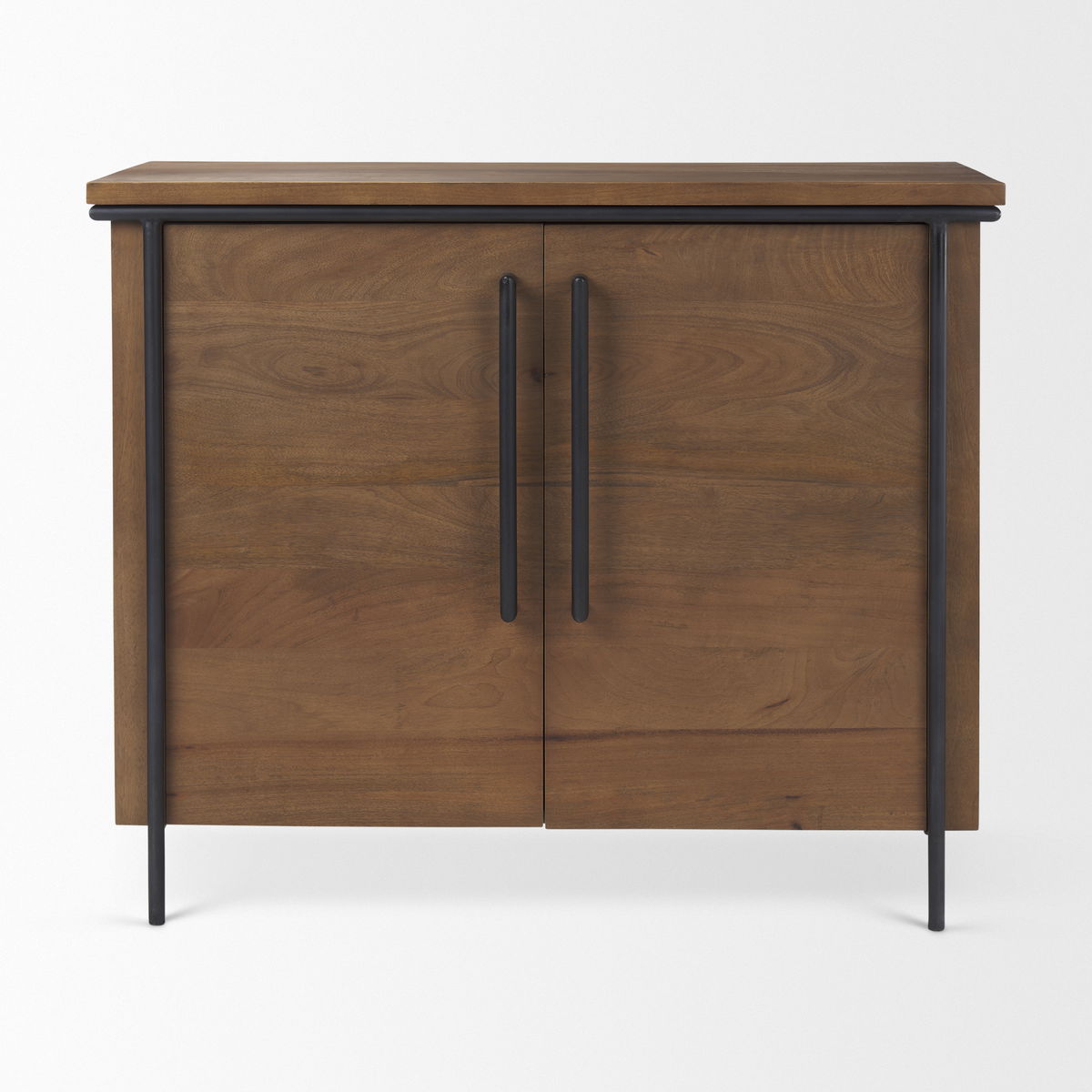 Maddox  40.0L x 18.5W x 32.75H Brown Solid Wood Black Metal 2 Door Accent Cabinet, Cabinets & Chest by Mercana, 40" length x 18.5" width x 32.75" height View 3