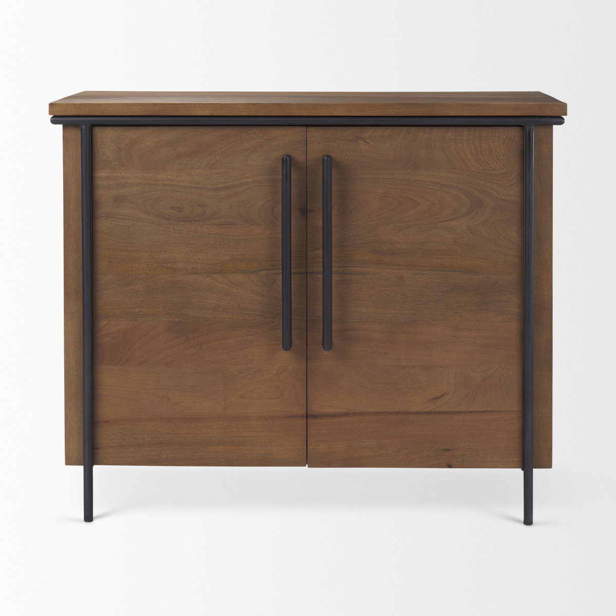 Maddox  40.0L x 18.5W x 32.75H Brown Solid Wood Black Metal 2 Door Accent Cabinet, Cabinets & Chest by Mercana, 40" length x 18.5" width x 32.75" height View 3
