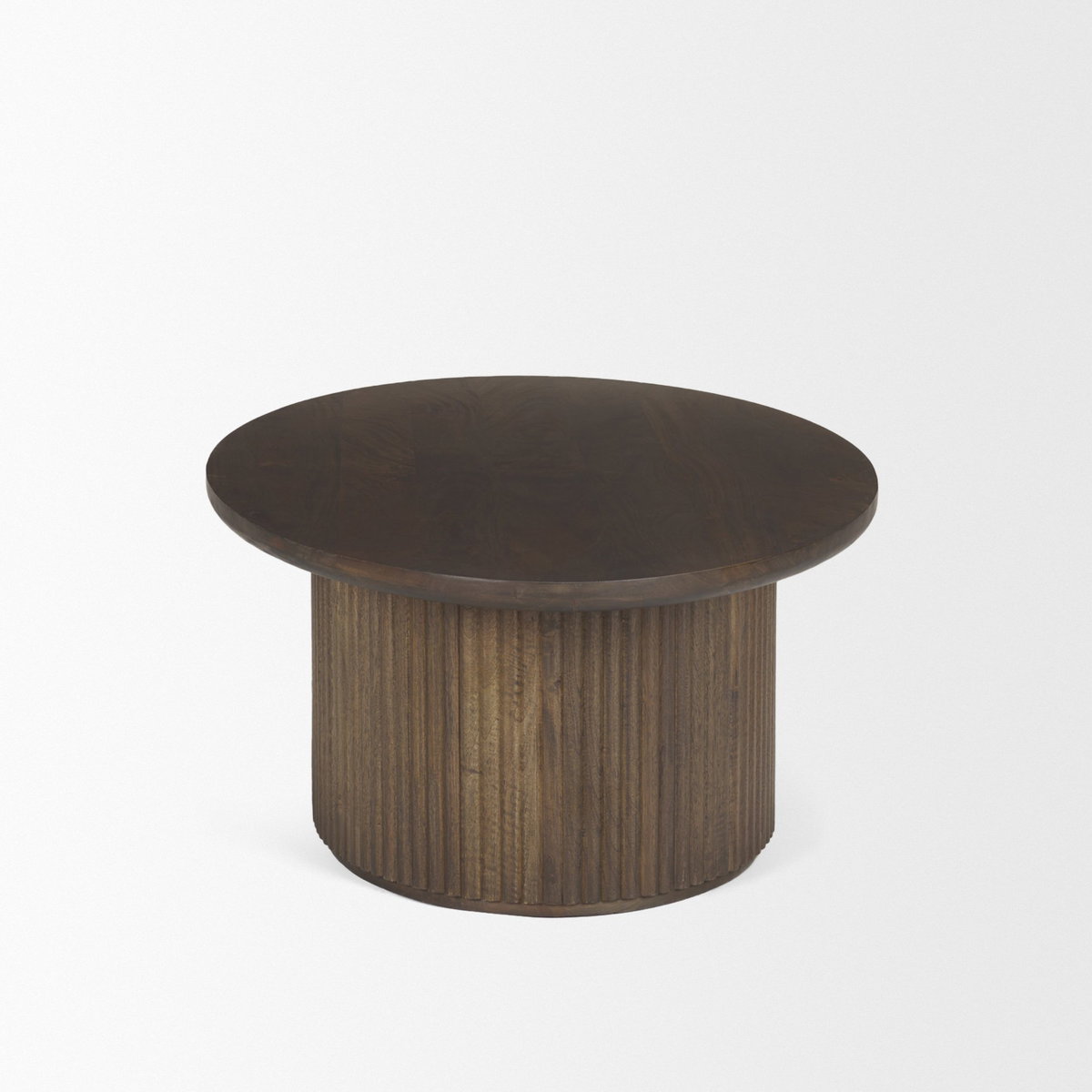 Terra 48L x 28W x 15H Dark Brown Wood Oval Fluted Coffee Table, by Mercana, 48" length x 28" width x 15" height View 5