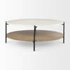 Larkin Marble Top with Brown Wood Shelf Round Coffee Table, by Mercana, 42" length x 42" width x 16" height thumbnail 4