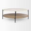 Larkin Marble Top with Brown Wood Shelf Round Coffee Table, by Mercana, 42" length x 42" width x 16" height thumbnail 4
