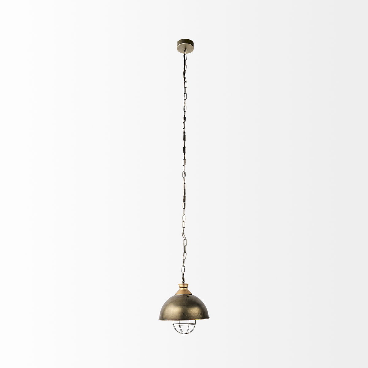 Dawson I 13x13.5 Silver Toned Metal Dome Pendant Light, by Mercana, 13" length x 13" width x 13.5" height View 2