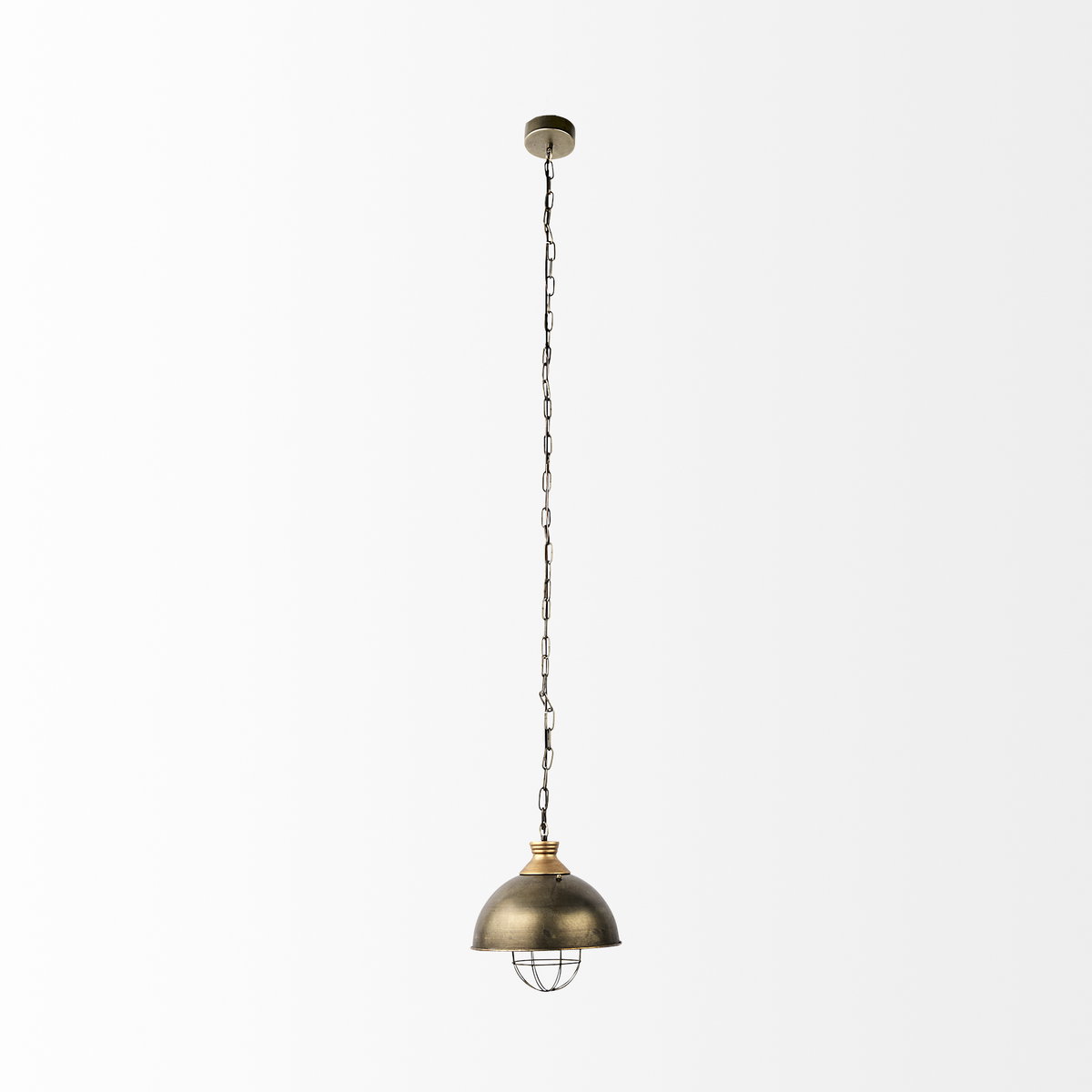 Dawson I 13x13.5 Silver Toned Metal Dome Pendant Light, by Mercana, 13" length x 13" width x 13.5" height View 2