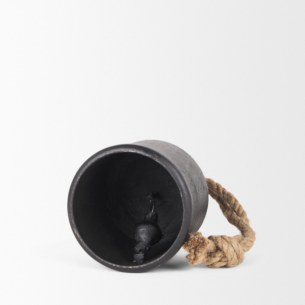 Quincy Medium Matte Black Metal Decorative Bell Object, Decorative Object by Mercana, 4.75" length x 4.75" width x 7" height View 6