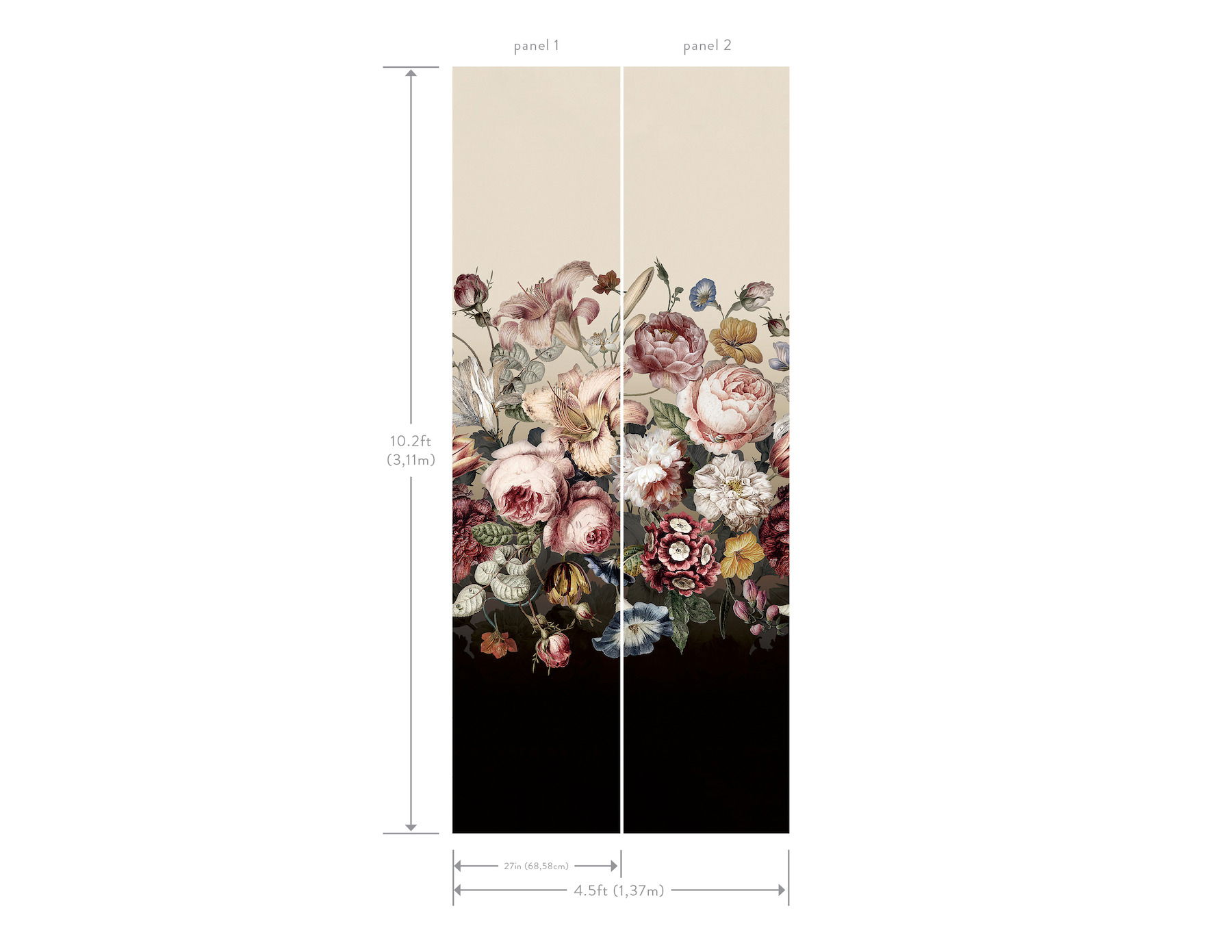 Rachel Rose Taupe Wall Mural large image 