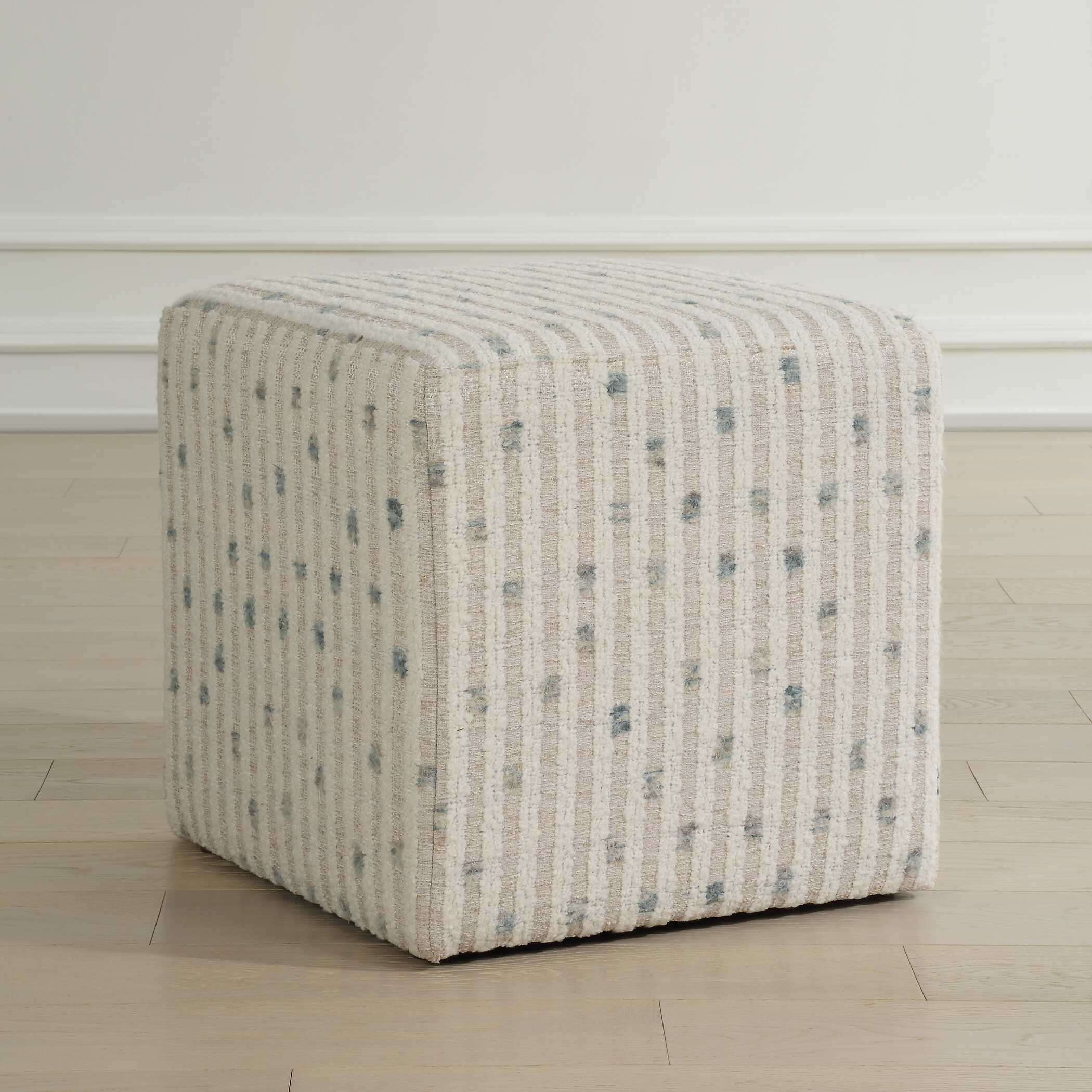 Joie White Chenille Ottoman large image 
