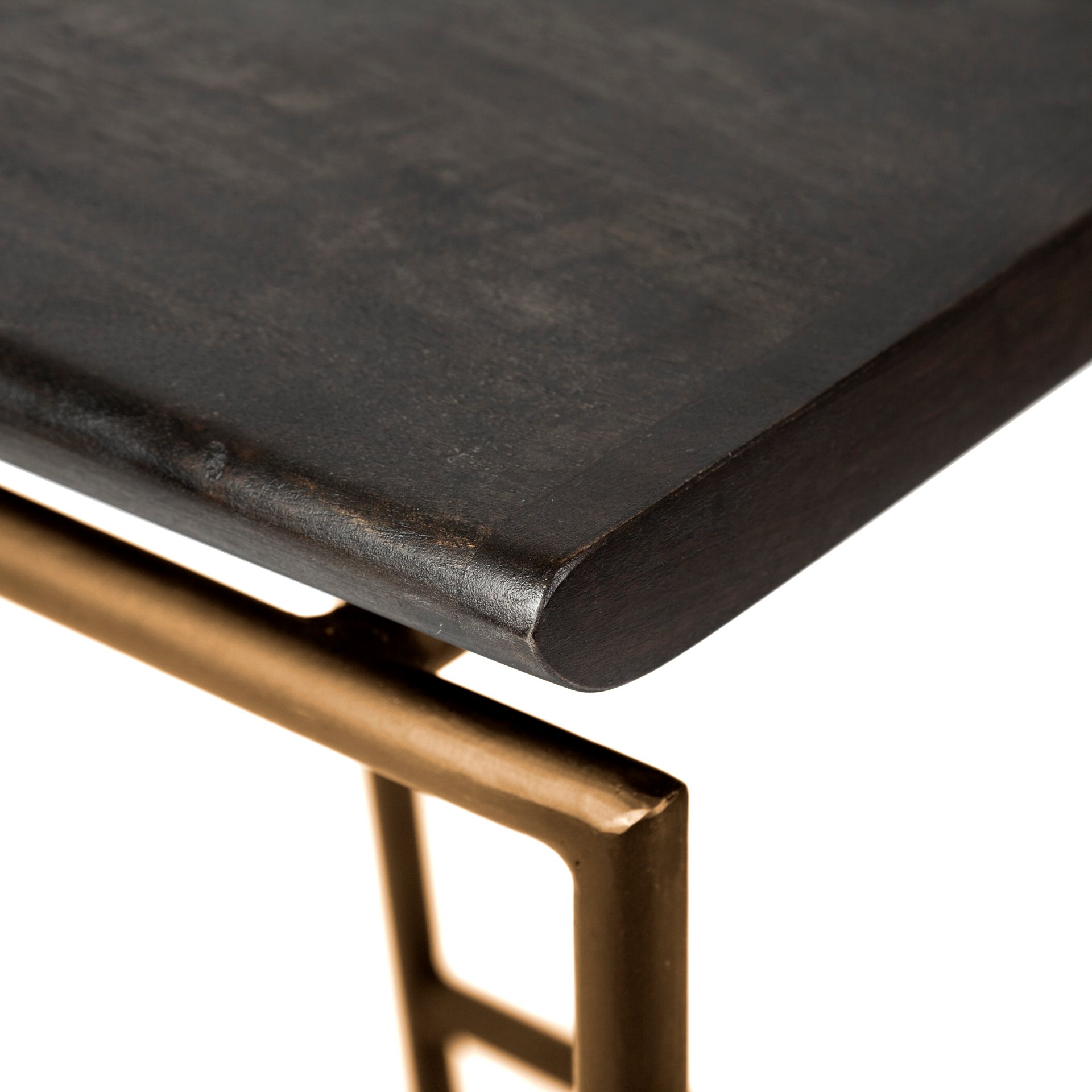 Givens 24.25'H Seat Height Brown Wood Seat Gold Metal Frame Stool, Counter & Bar Stool by Mercana, 14" length x 15.8" width x 26" height View 9