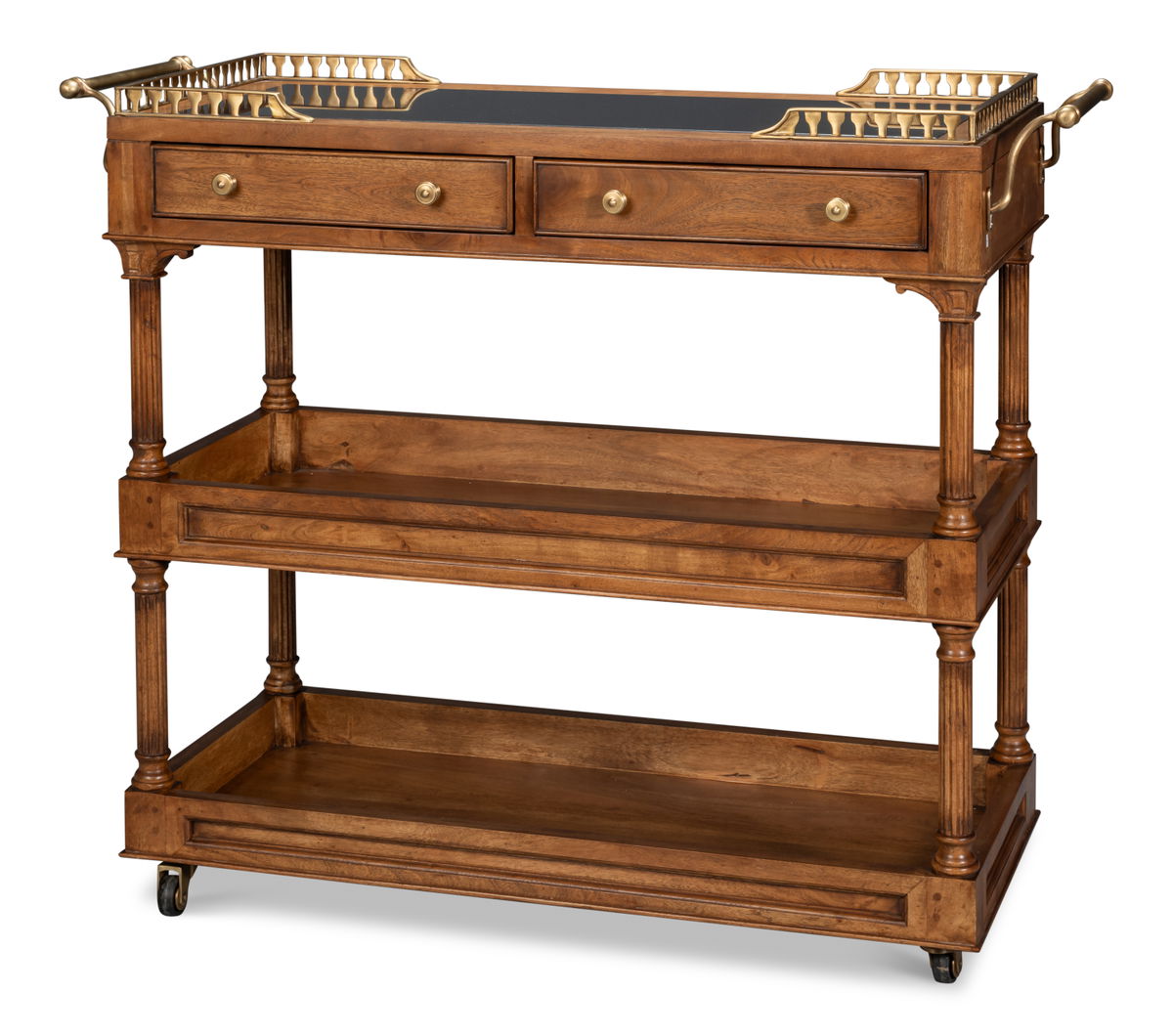 Capital Serving Cart  Fruitwood Finish, by Sarreid, 1'7" length x 4'4" width x 3'3" height View 1