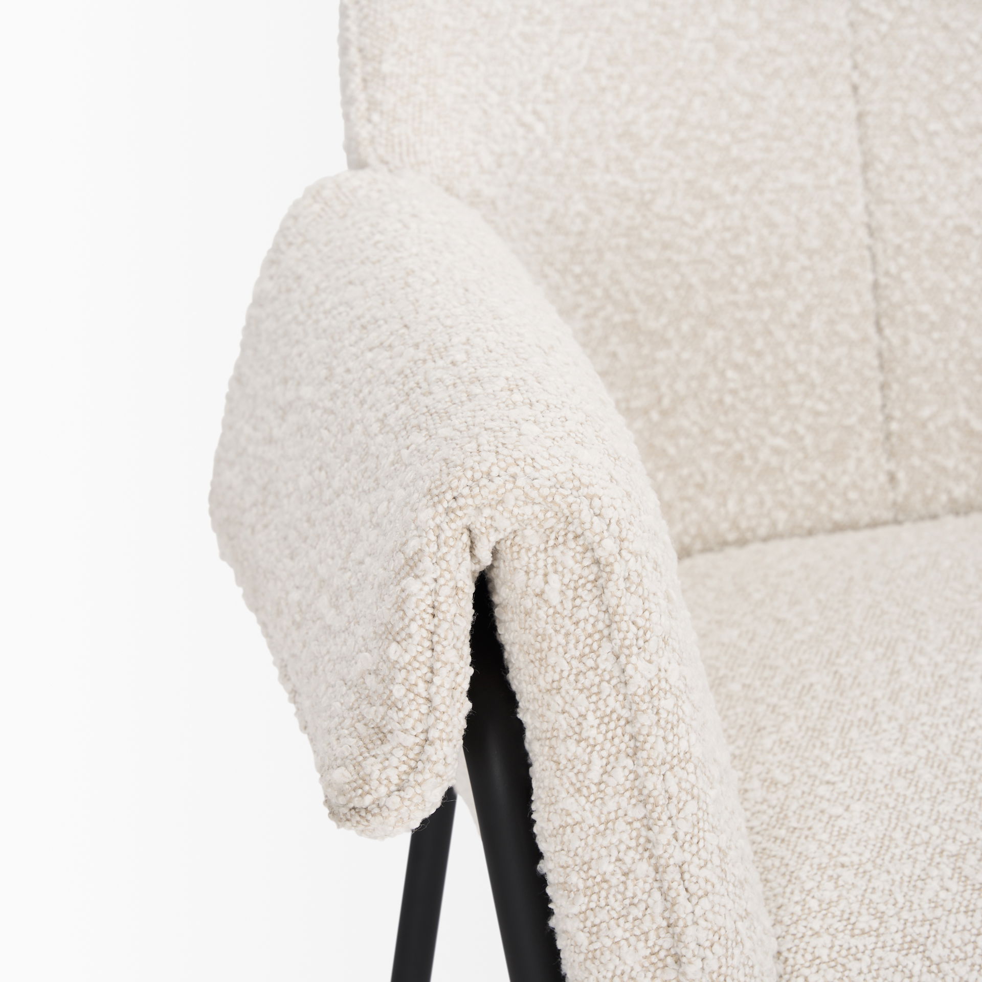Brently Dining Chair with Cream Boucle Fabric & Matte Black Metal Legs large image 