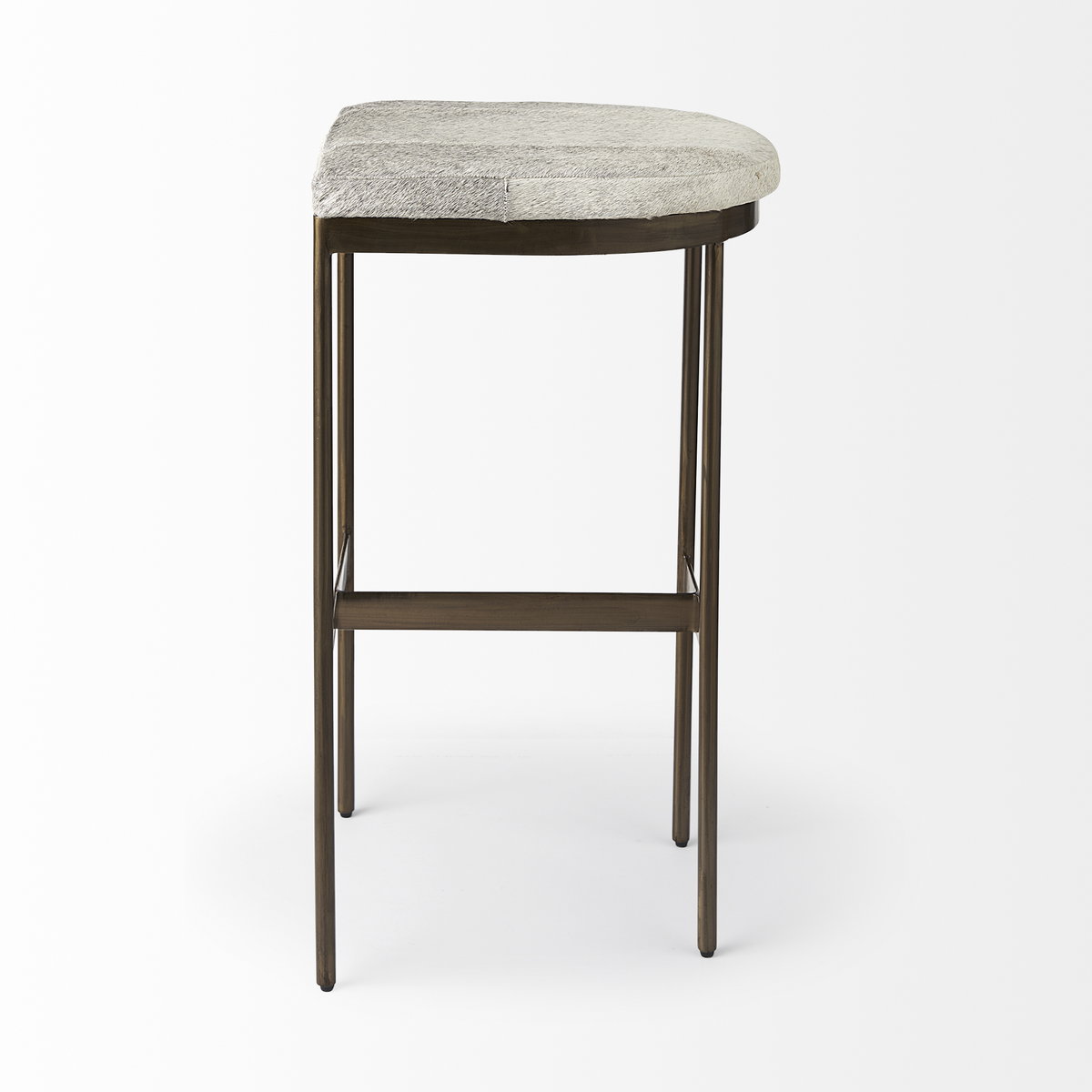 Millie Backless 30in Seat Bar Stool | Gray Hair-On-Hide with Gold Metal, Counter & Bar Stool by Mercana, 16.75" length x 17.75" width x 30" height View 7