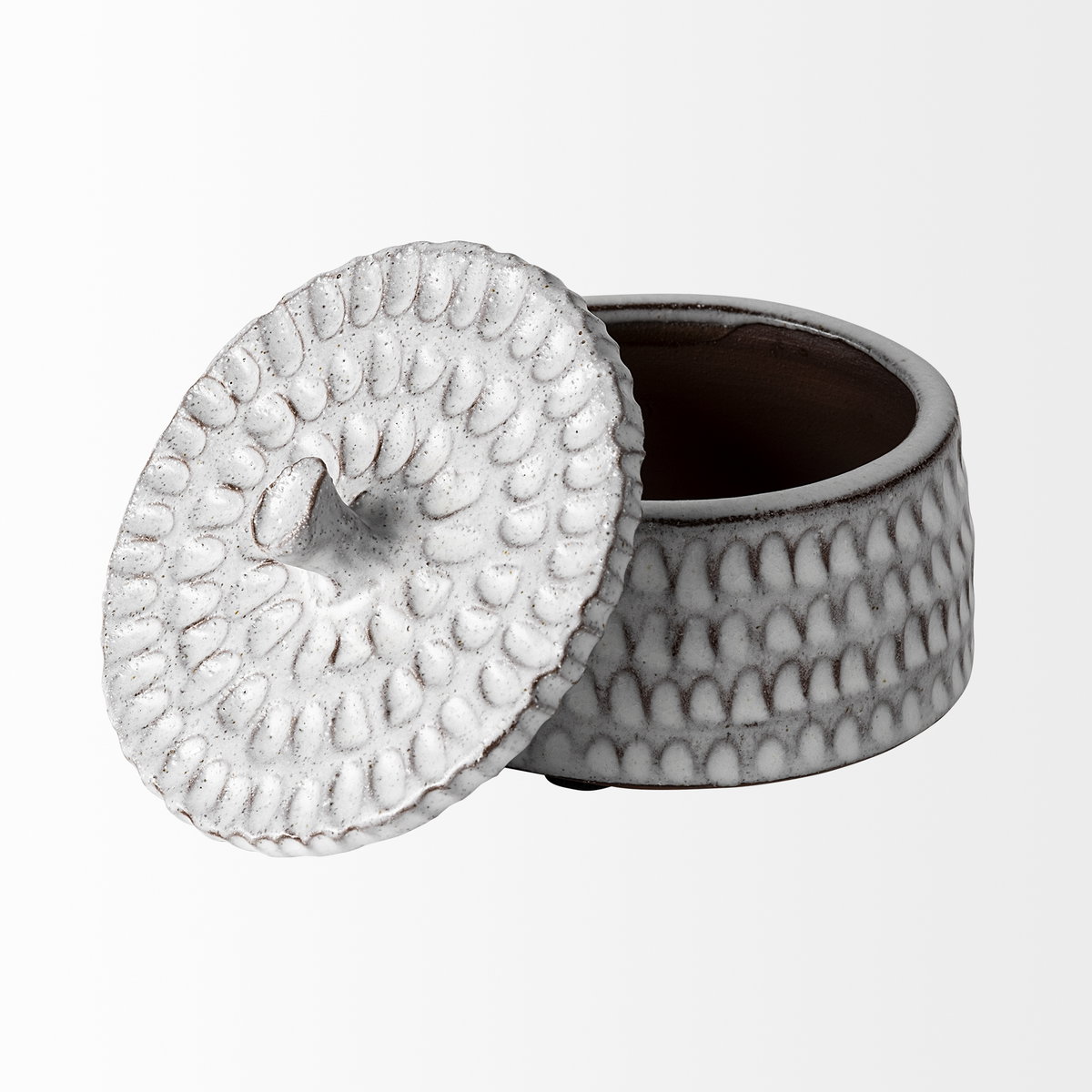 Azul (Small) 5L x 5W Gray Ceramic Detailed Decorative Box, Boxe by Mercana, 4.92" length x 4.92" width x 4.13" height View 6