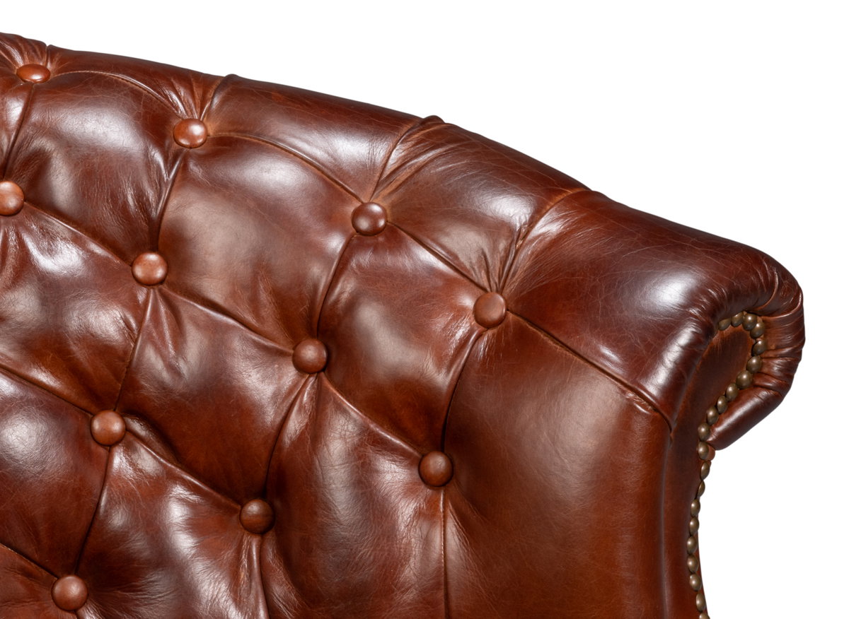 Bastian Armchair, Newark Brown Leather, Seating by Sarreid, 33" length x 33" width x 31" height View 5