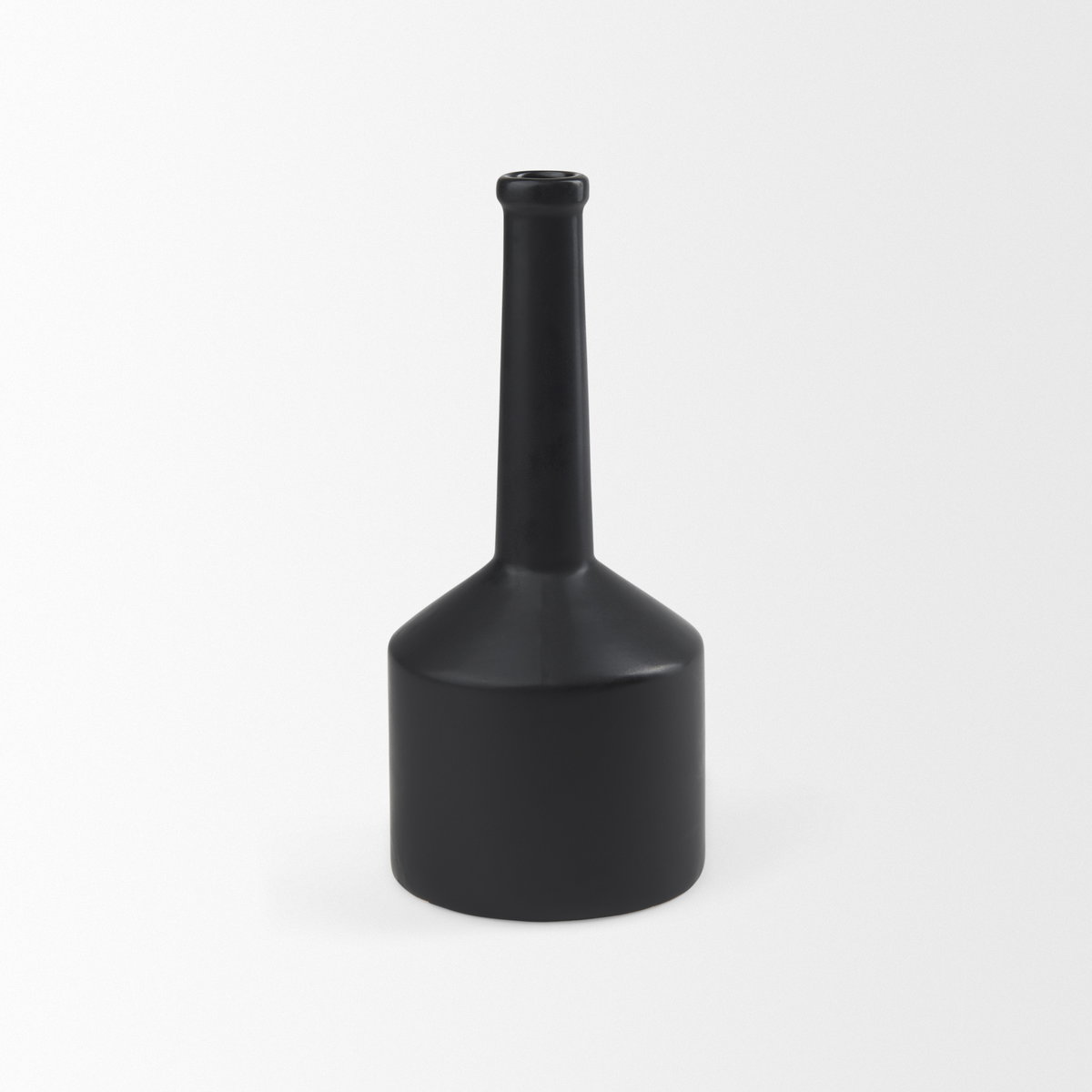Burton 14.2H Medium Matte Black Ceramic Jug Vase, Decorative Jar by Mercana, 5.51" length x 5.51" width x 12.6" height View 5