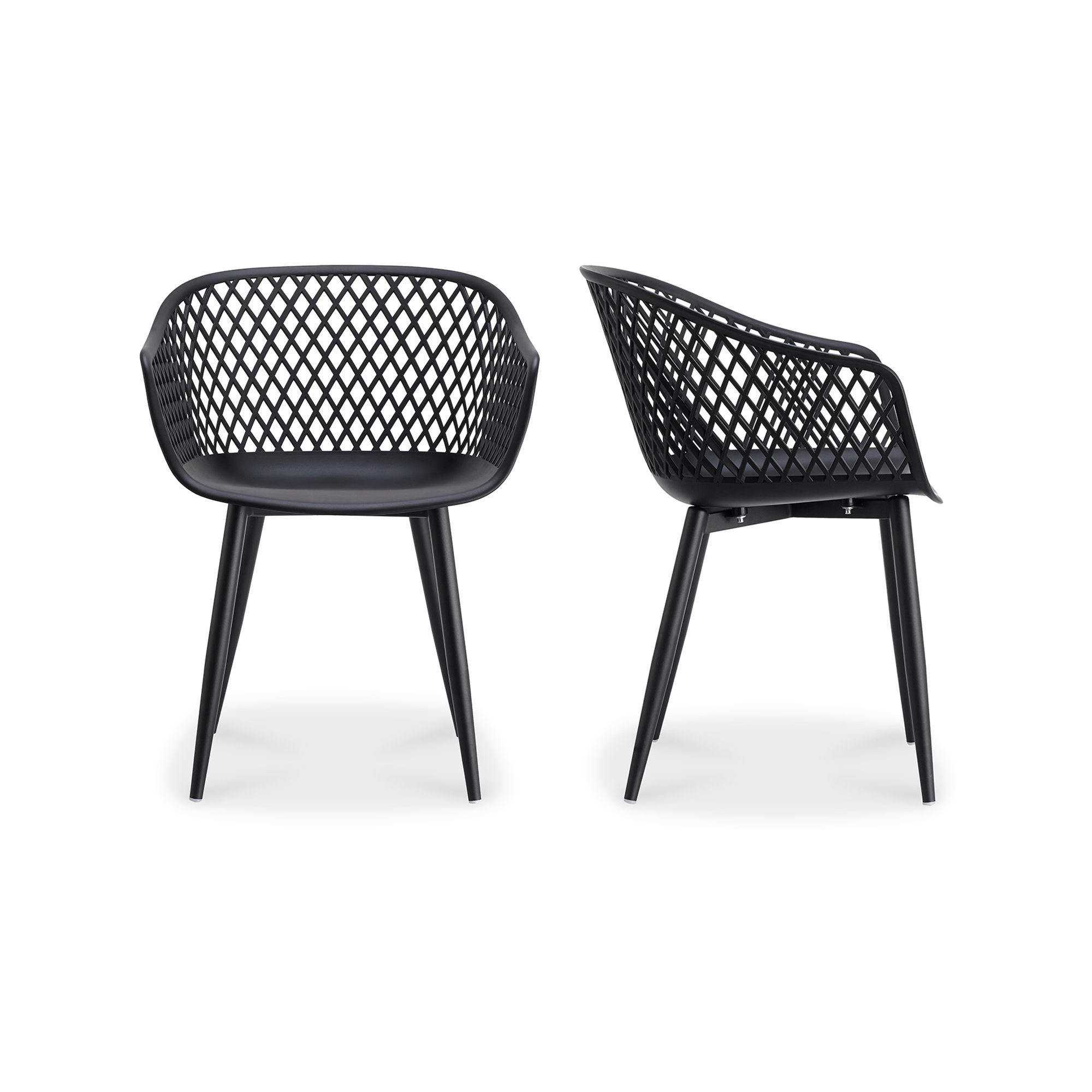 Piazza Outdoor Chair Black - Set Of Two, by Moe's Home, 1'11.5" width x 2'7.5" height x 1'10.5" depth View 1