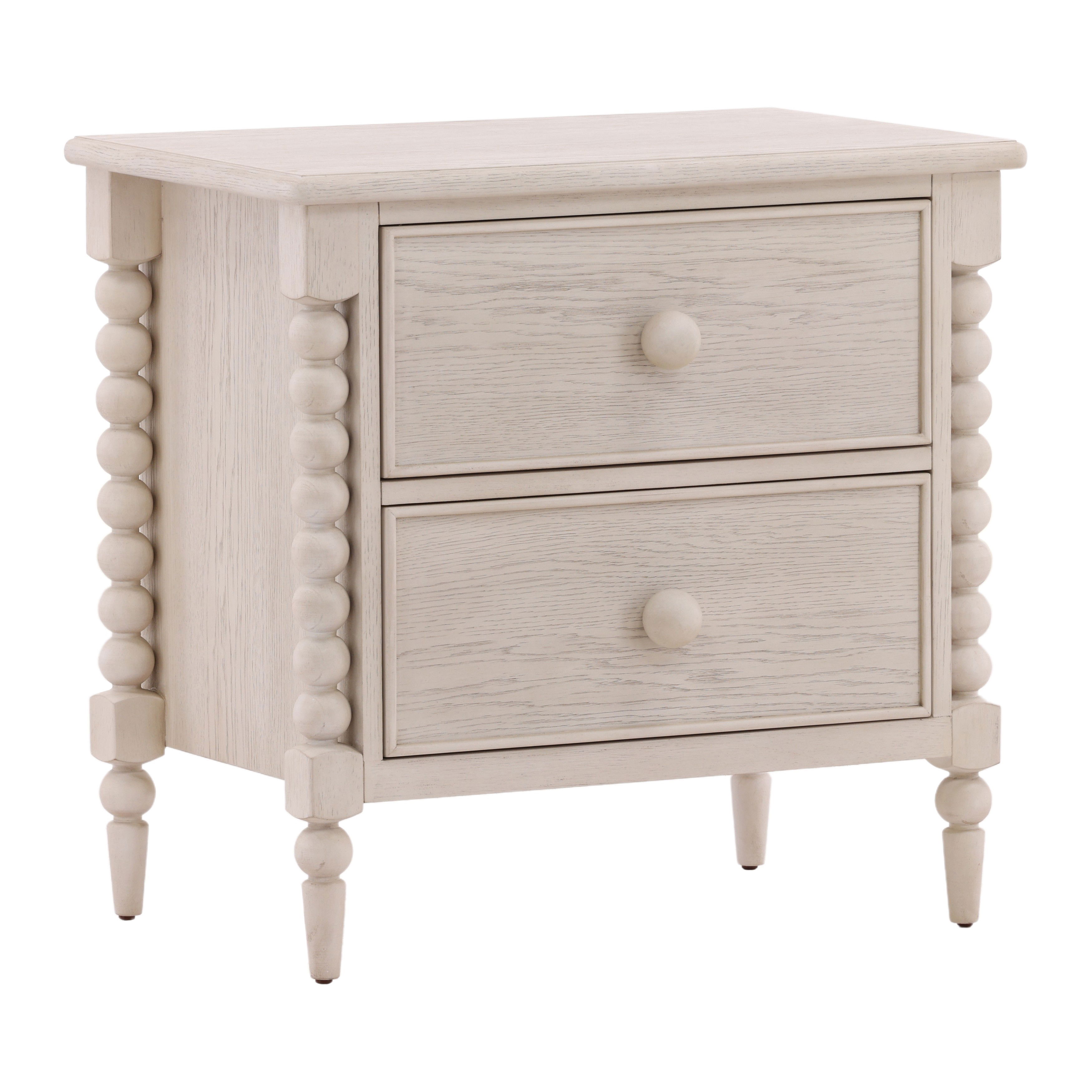 Marcellina Nightstand Whitewash, by Dovetail, 28" width x 27" height x 17.75" depth View 1