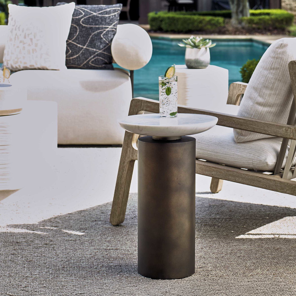 Olso Bronze Outdoor Accent Table, Outdoor Table by Uttermost, 1'2" width x 1'9" height x 1'2" depth View 2