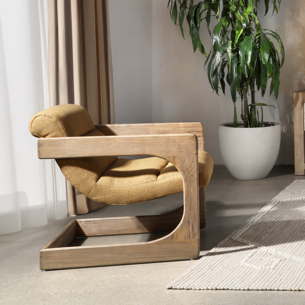 Bridges Occasional Chair Mustard, Accent Chair by Dovetail, 24.25" width x 28.95" height x 31.8" depth View 8