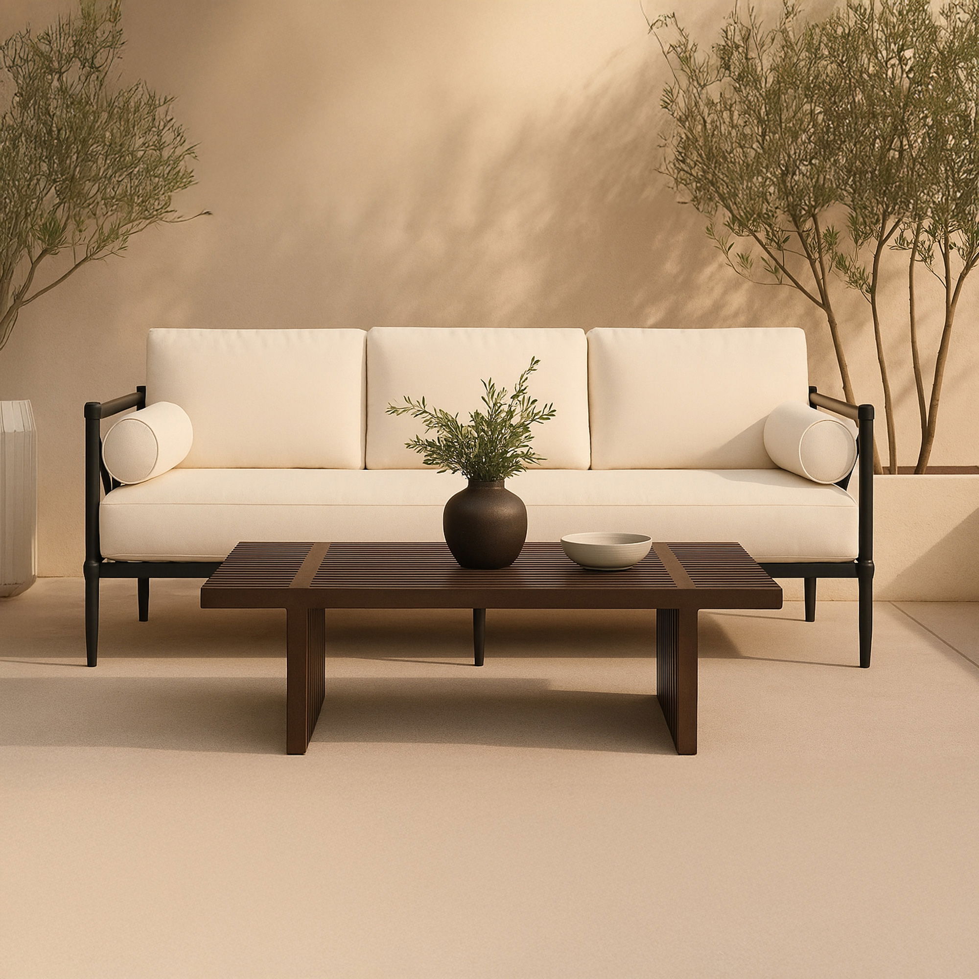 Fletcher Outdoor Coffee Table Brown, Outdoor Table by Moe's Home, 4'2" width x 1'3" height x 2'8.25" depth View 7