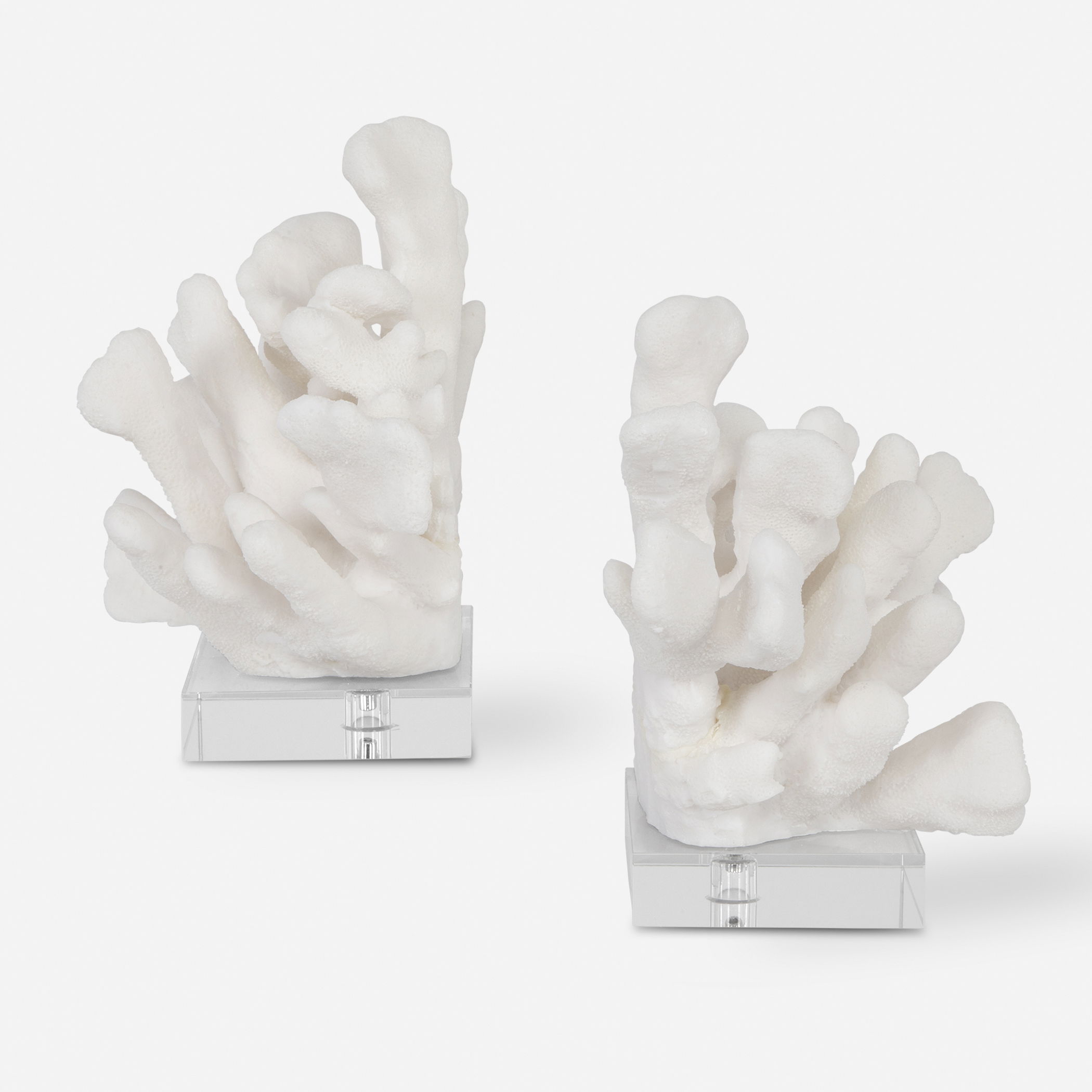 Charbel White Bookends Set/2, Decorative by Uttermost, 5.75" width x 9" height x 7.62" depth View 1