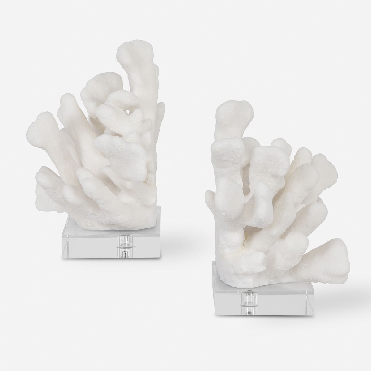 Charbel White Bookends Set/2, by Uttermost, 5.75" width x 9" height x 7.62" depth View 1