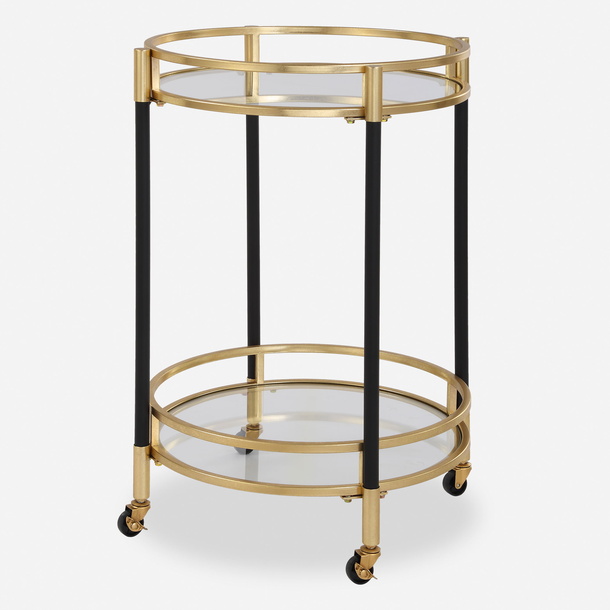 Dolly Round Bar Cart, Furniture by Uttermost, 22" width x 29.75" height x 22" depth View 1