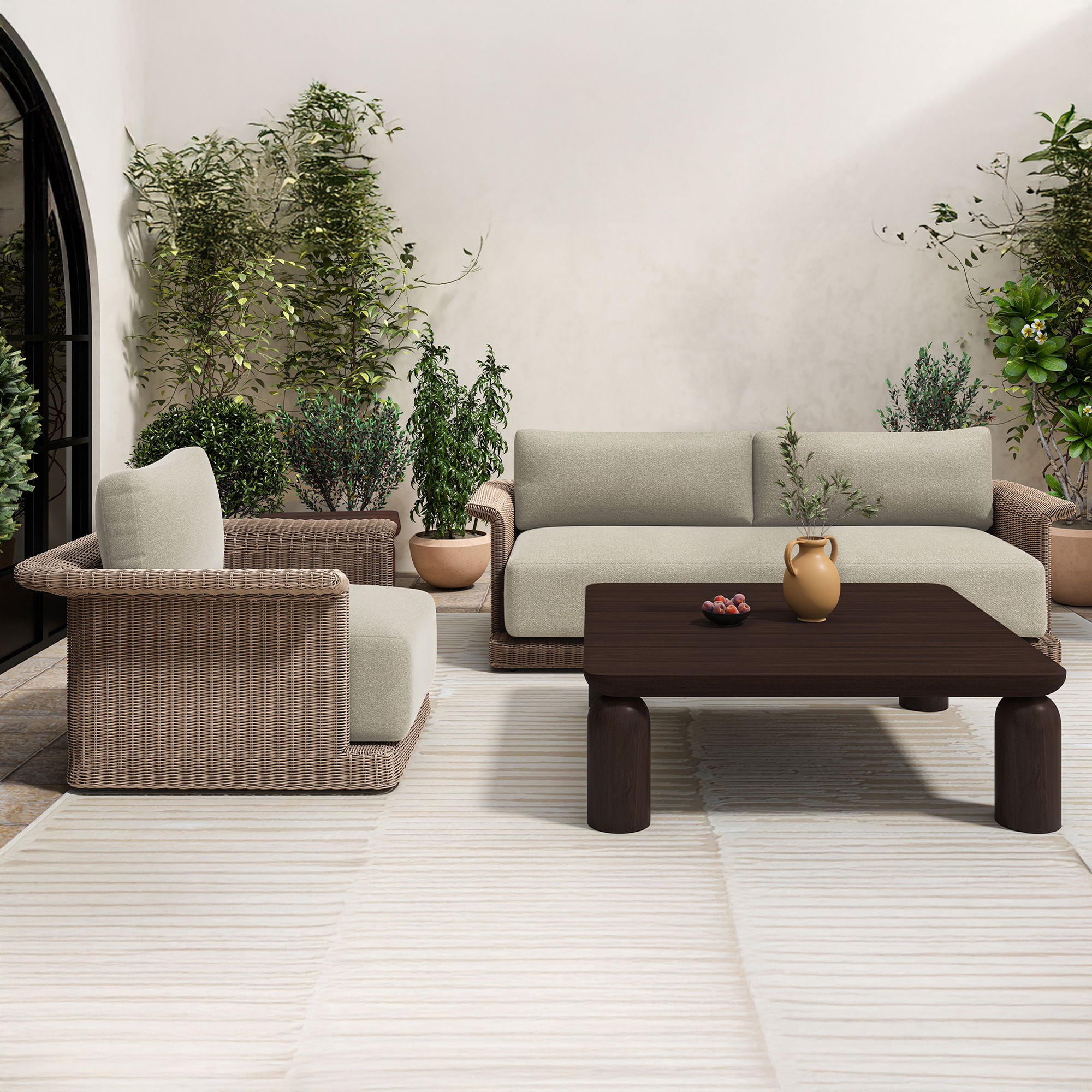 Barclay Outdoor Coffee Table Brown, Outdoor Table by Moe's Home, 3'11.99" width x 1'3.51" height x 3'11.99" depth View 7