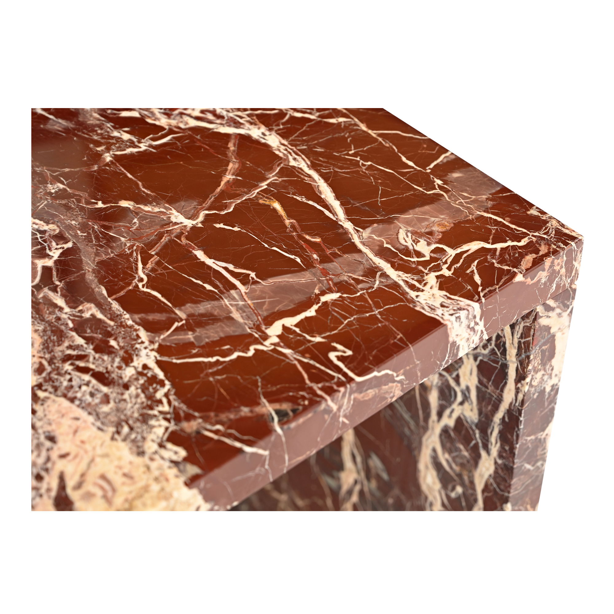 Rosa Accent Table Rosso Levanto Marble, Side & End Table by Moe's Home, 20" width x 20" height x 20" depth View 5