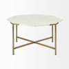 Vincent 33' Octagonal White Marble Tabletop with Gold Metal Base Coffee Table thumbnail 4