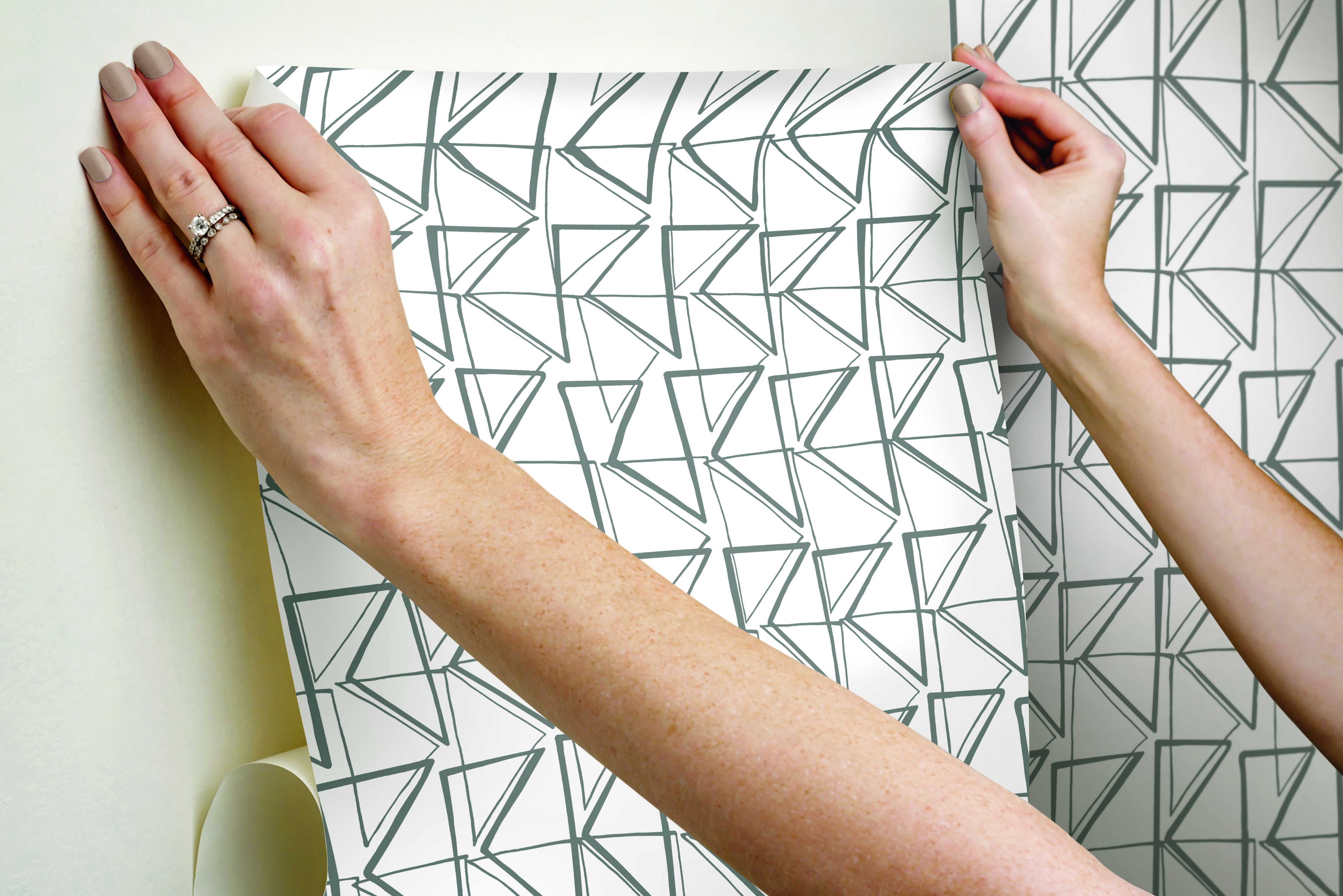 Love Triangles Grey Peel & Stick Wallpaper large image 