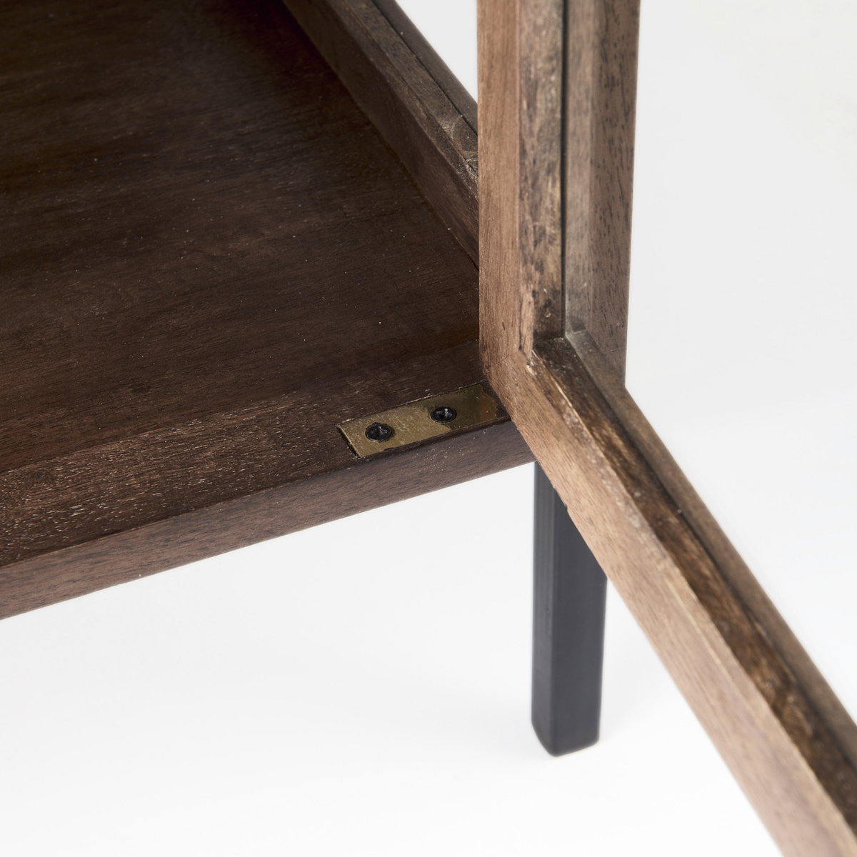 Arelius 20L x 18W x 26H  Medium Brown Wood with Black Metal Frame End/Side Table, Side & End Table by Mercana, 20" length x 18.75" width x 26" height View 12