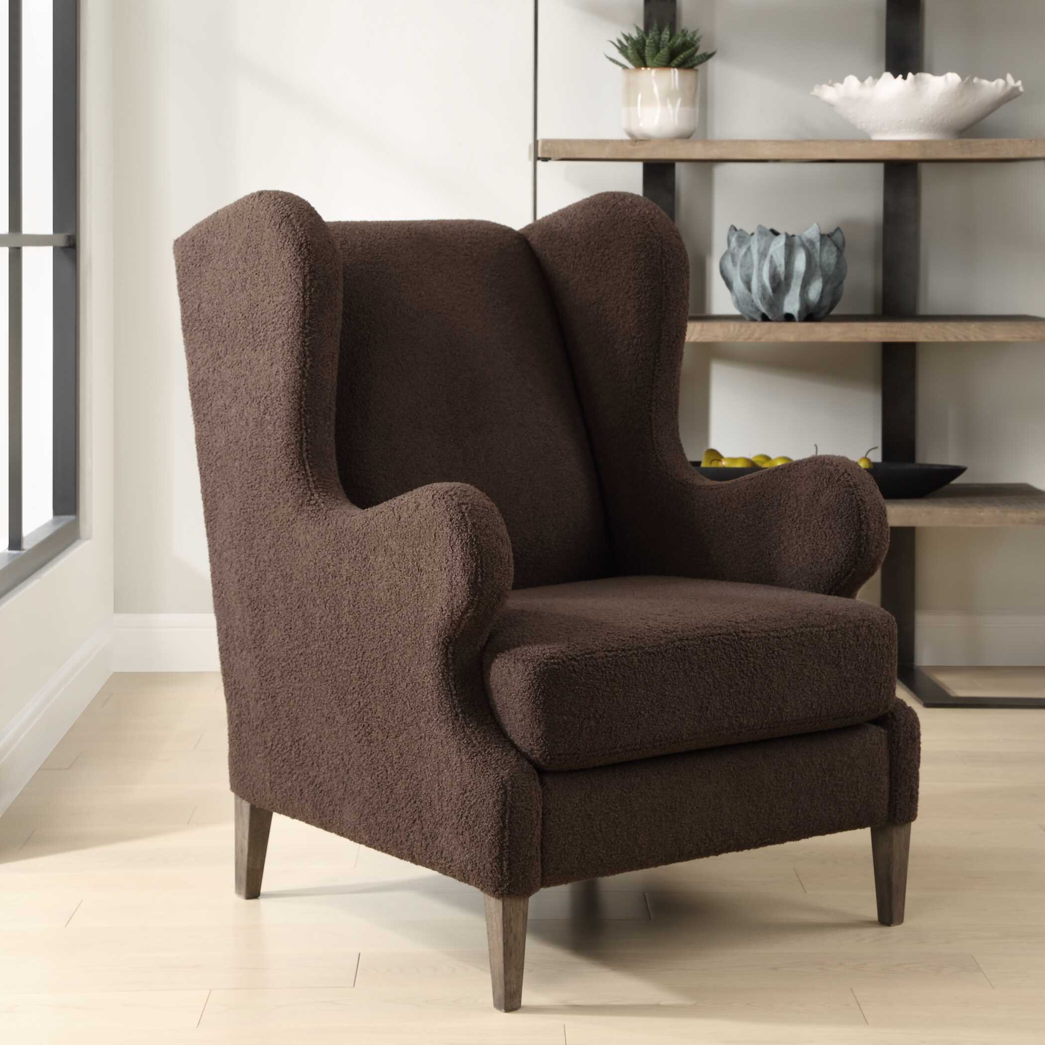 Serpentine Brown Fabric Accent Chair, Furniture by Uttermost, 29.5" width x 40" height x 34.5" depth View 4