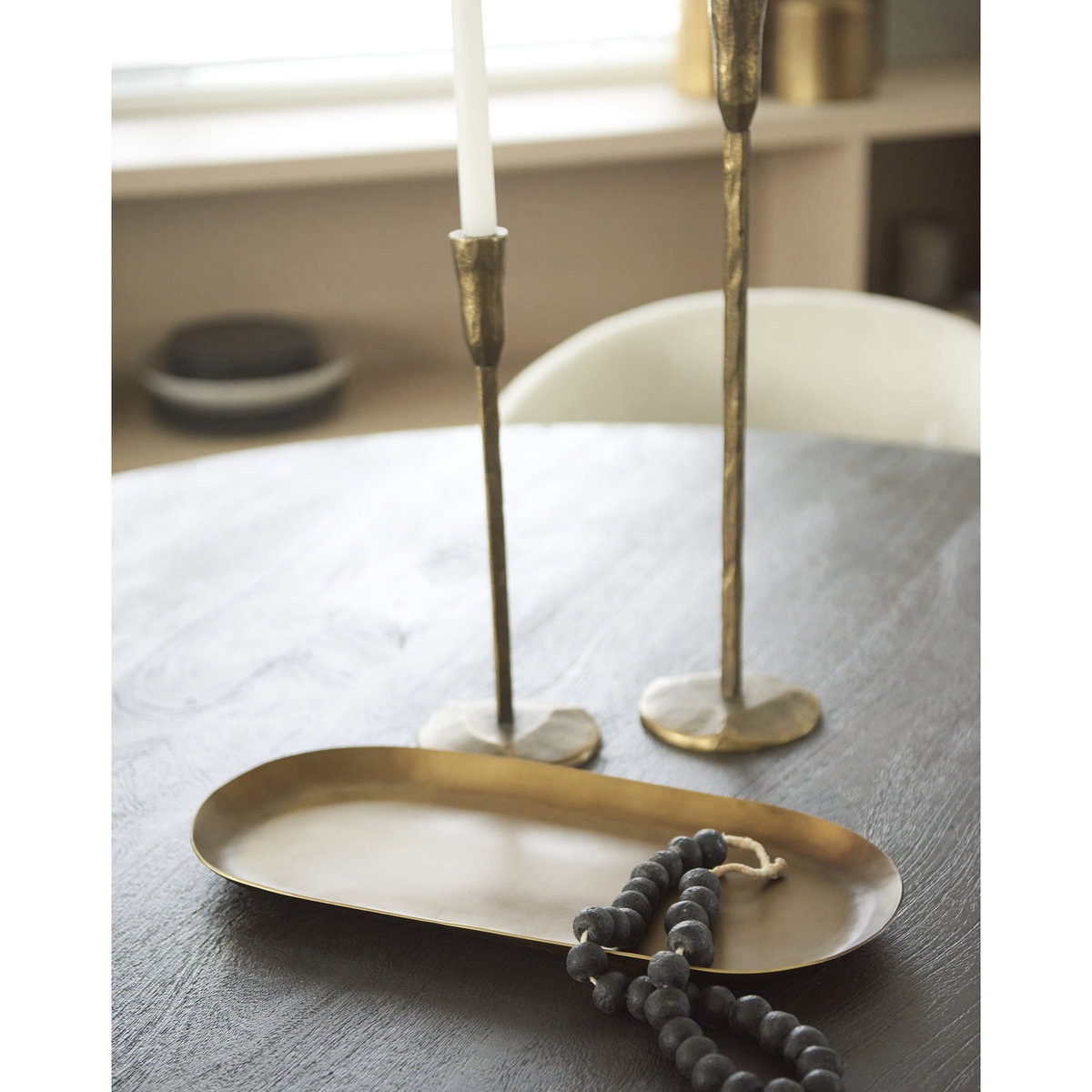 Payson  Aluminum Candle Tray, Candles & Candle Holder by Mercana, 18" length x 8.5" width x 0.75" height View 3