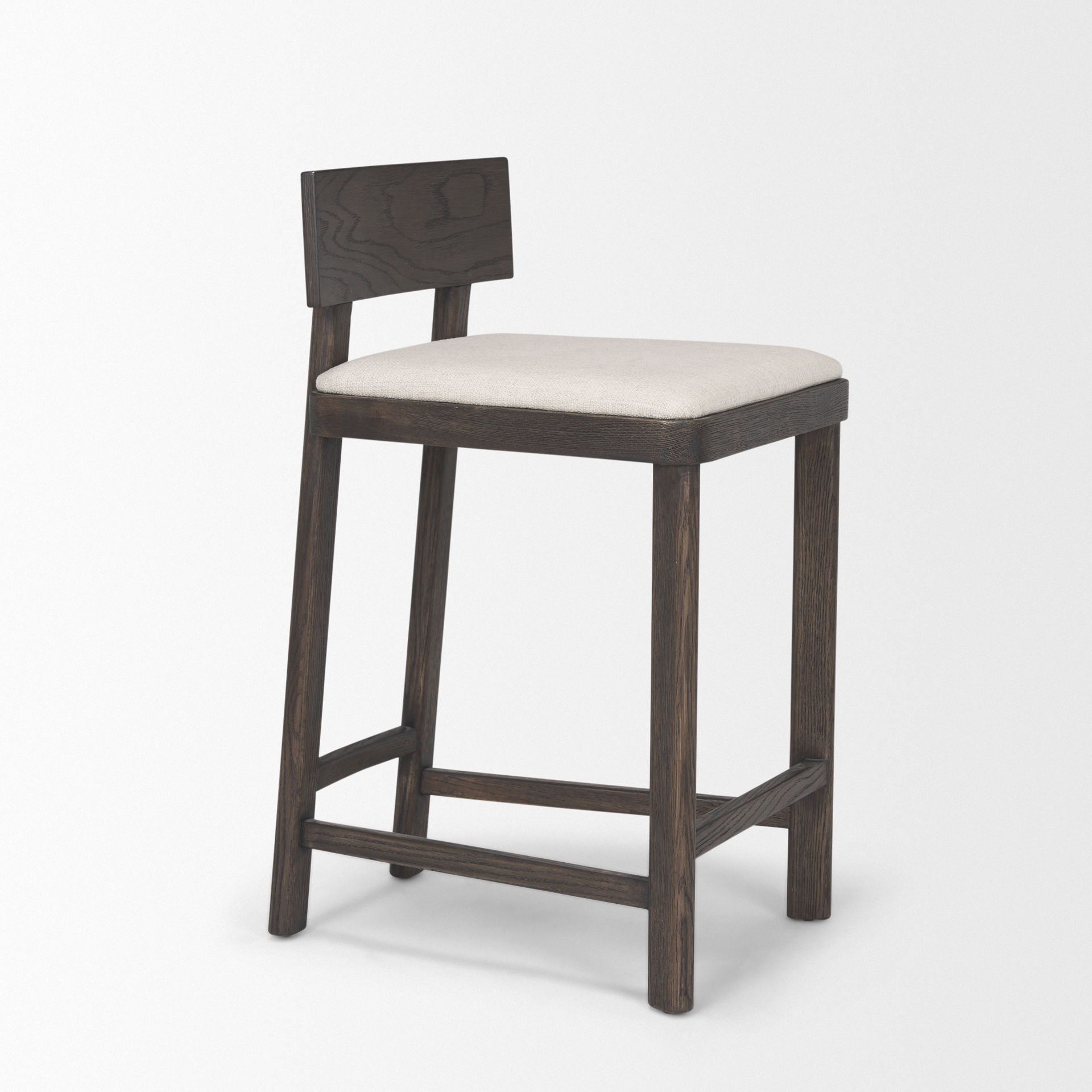 Soren Dark Brown Wood with Oatmeal Fabric Counter Stool large image 