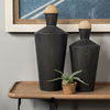 Asher Set of Two Black Metal Urns, Decorative Jar by Mercana, 7.48" length x 7.48" width x 18.5" height thumbnail 4