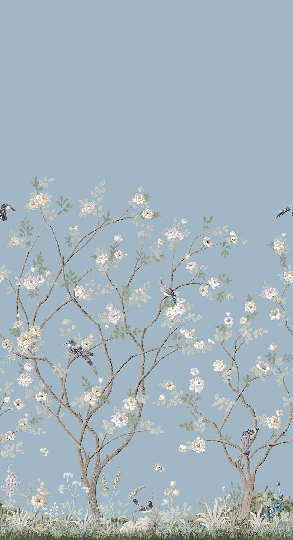 Lingering Garden Sky Blue Wall Mural large image 