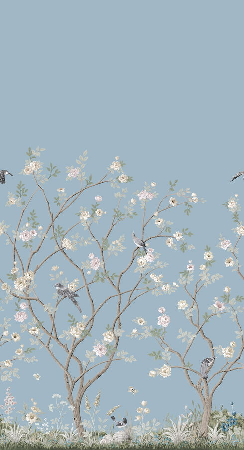 Lingering Garden Sky Blue Wall Mural