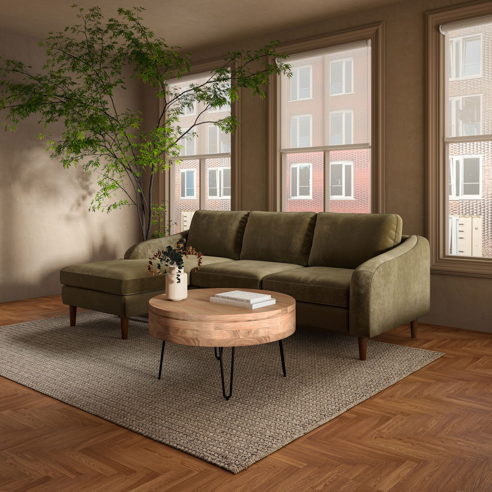 Privado Storage Coffee Table Natural, by Moe's Home, 31" width x 16" height x 31" depth View 15