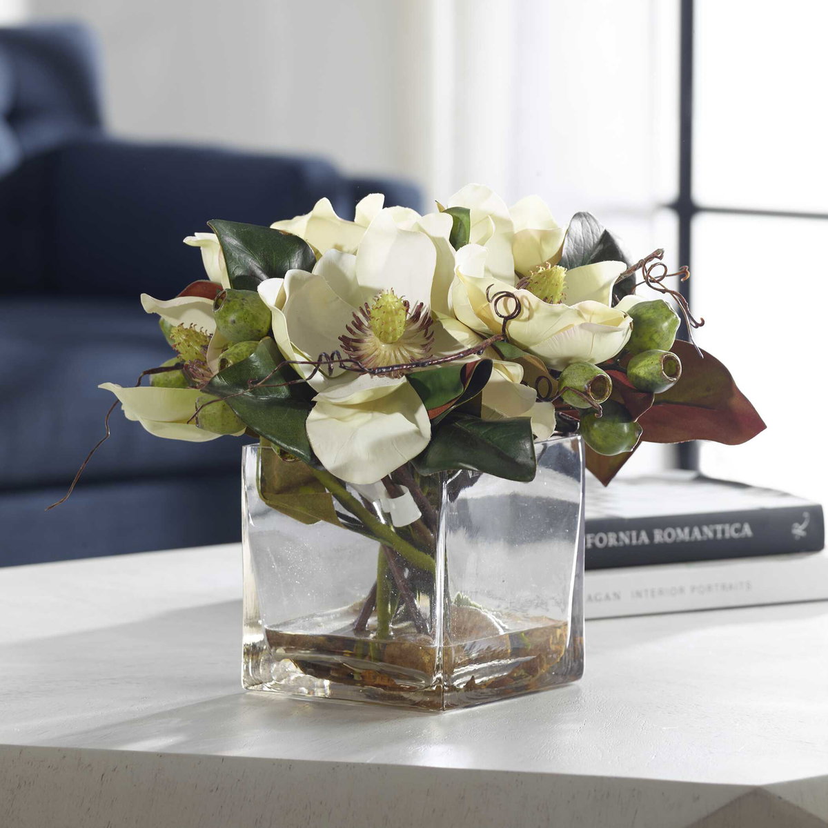 Dobbins Magnolia Bouquet, Artificial Plants & Flower by Uttermost, 15.75" width x 15.75" height x 13.5" depth View 7