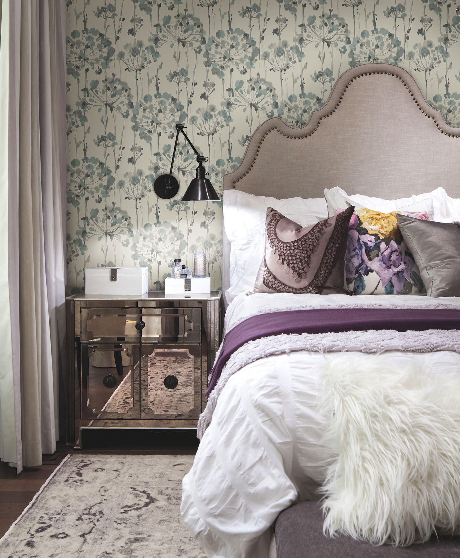 Flourish Sheer Blue & Grey Peel & Stick Wallpaper Flourish Sheer Blue & Grey Peel & Stick Wallpaper large image