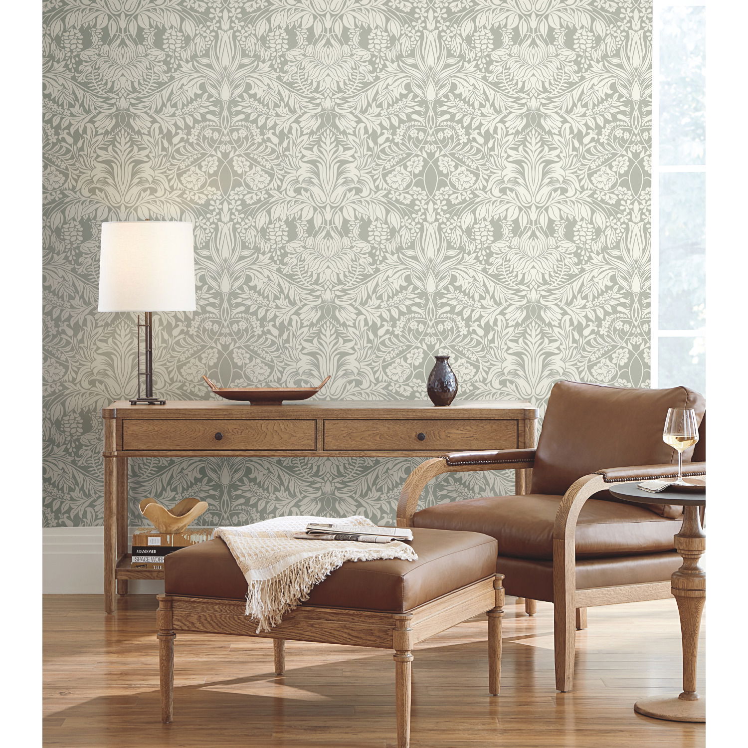 Lockwood Damask Grey Wallpaper Lockwood Damask Grey Wallpaper large image