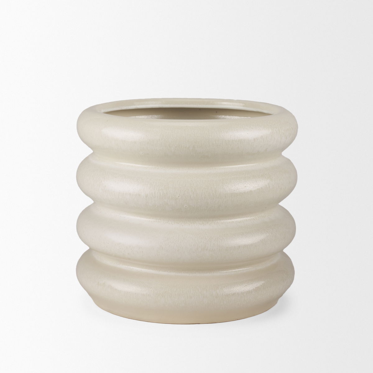 Twyla Short Cream Glazed Floor Vase, by Mercana, 12.8" length x 12.6" width x 11.81" height View 4