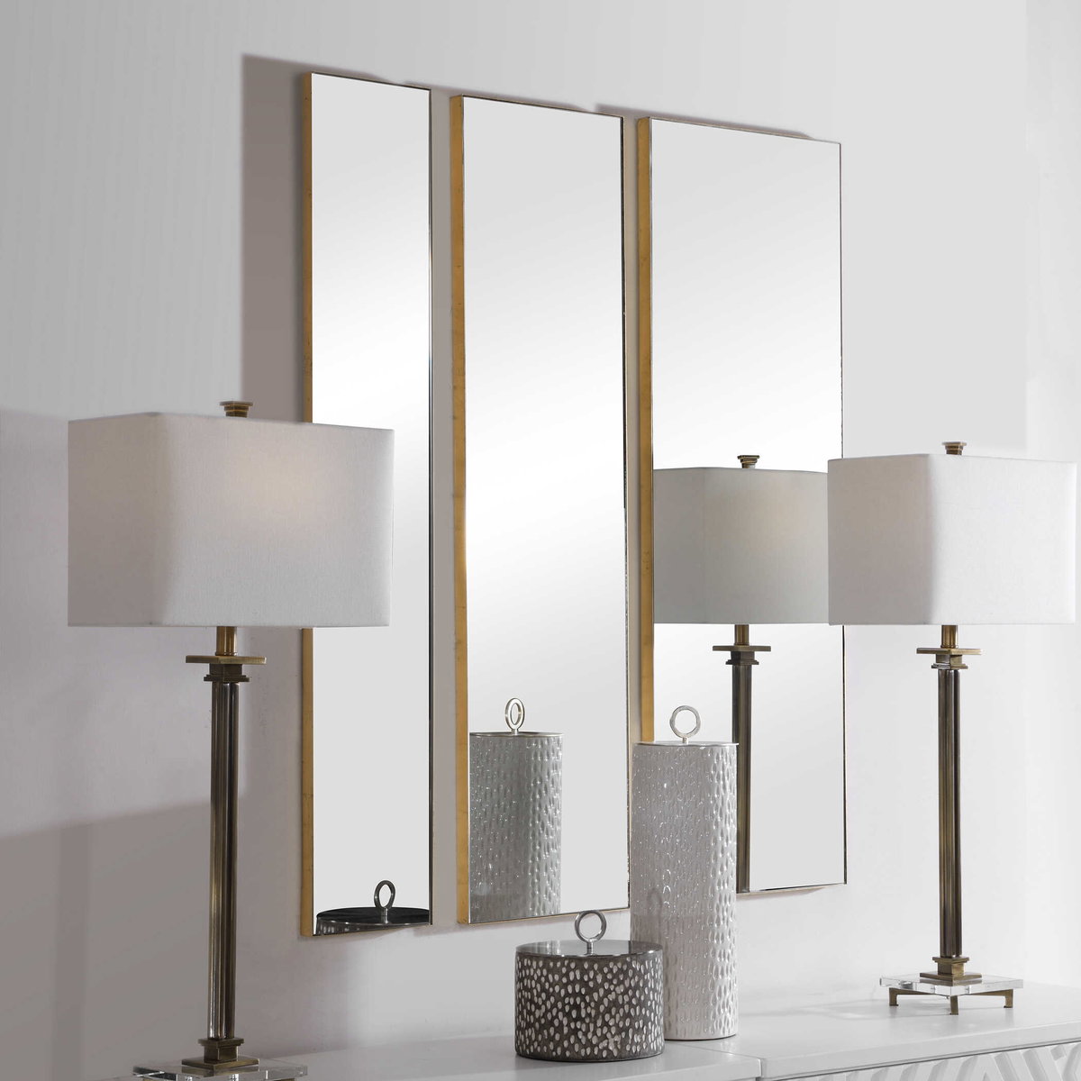 Rowling Gold Mirrors Set/3, by Uttermost, 16" width x 47" height x 1.12" depth View 4