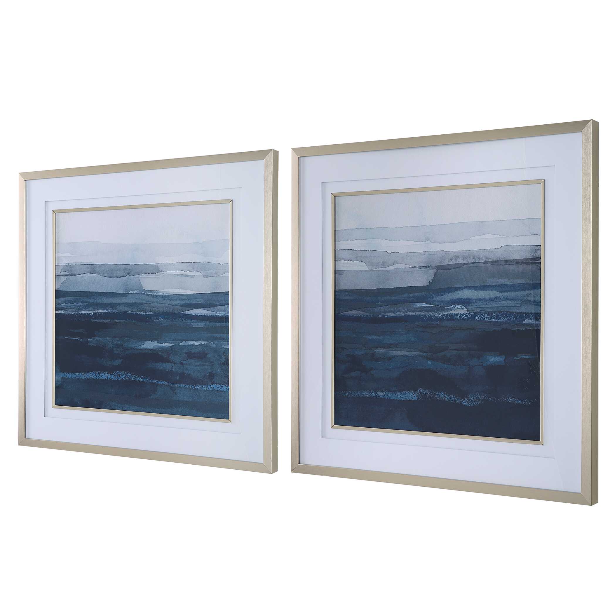 Rising Blue Abstract Framed Prints Set/2 large image 