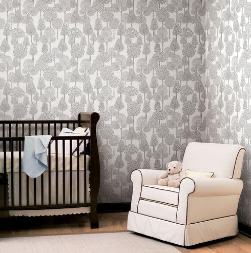 Treetops Grey Peel & Stick Wallpaper