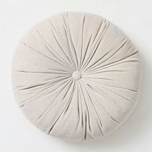 Online Designer Combined Living/Dining Classic Velvet Tufted Round Pillow, Sand, 18" Round