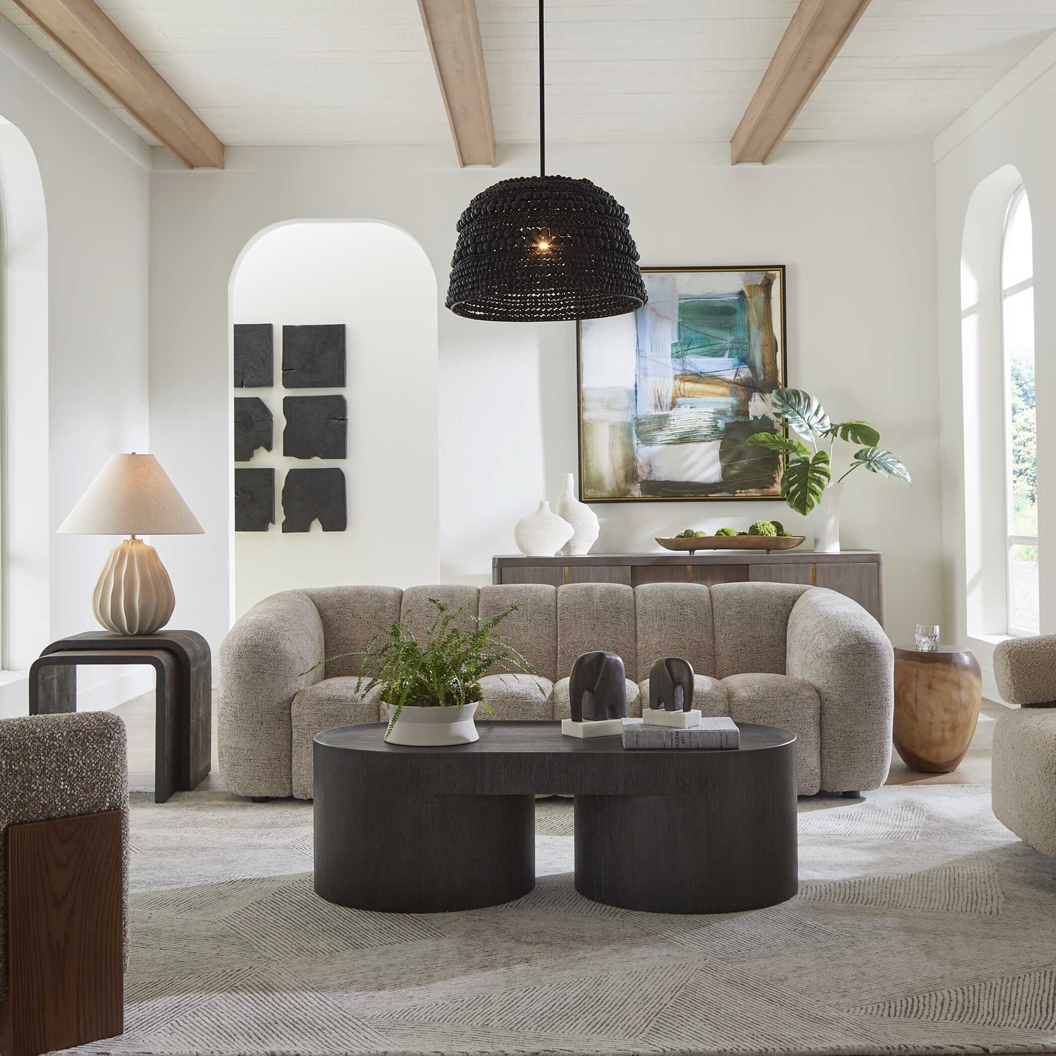 Isbell Black Stained Coffee Table, Furniture by Uttermost, 51" width x 16" height x 23.37" depth View 2